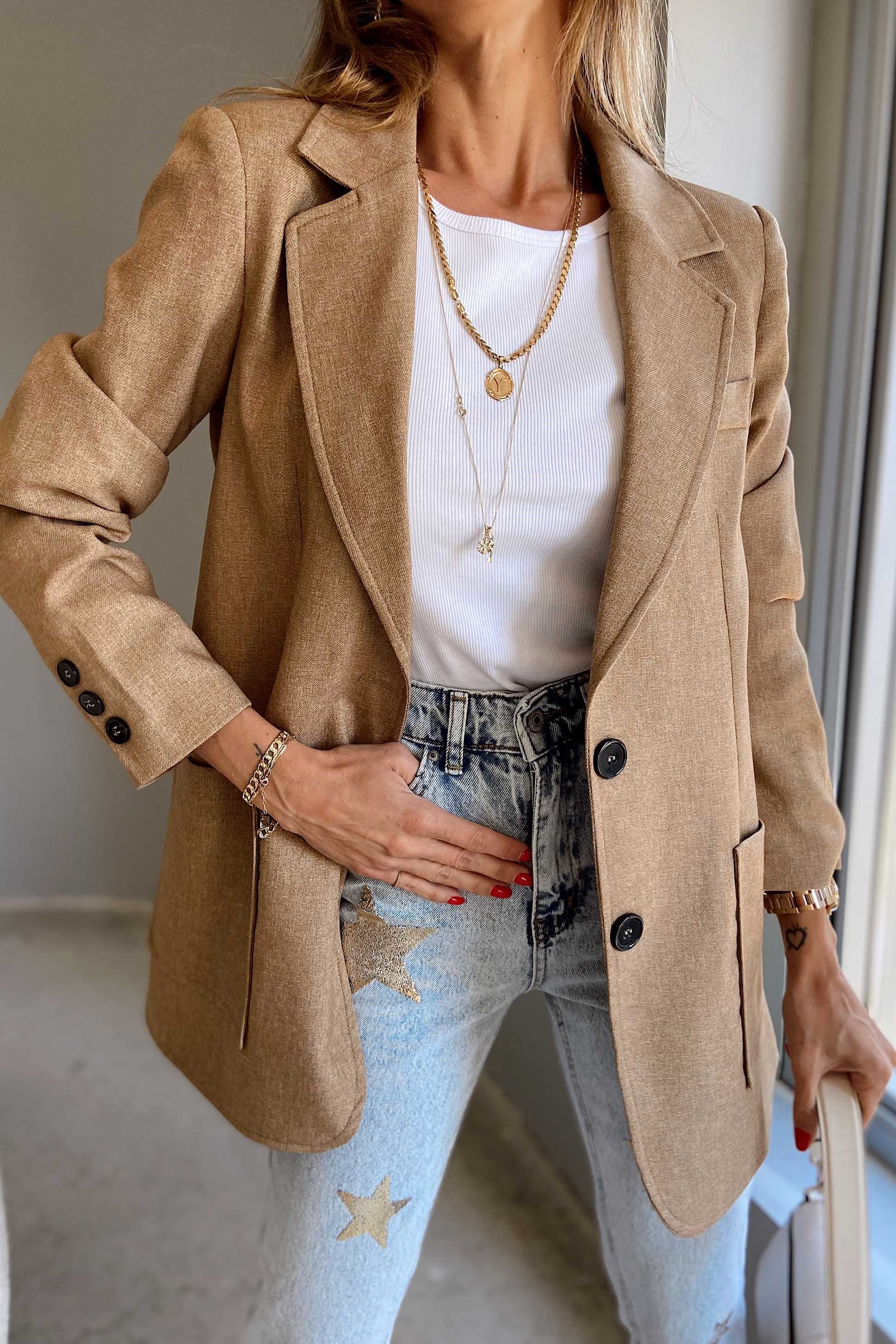 Orjinal Marka Blazer Ceket Bej