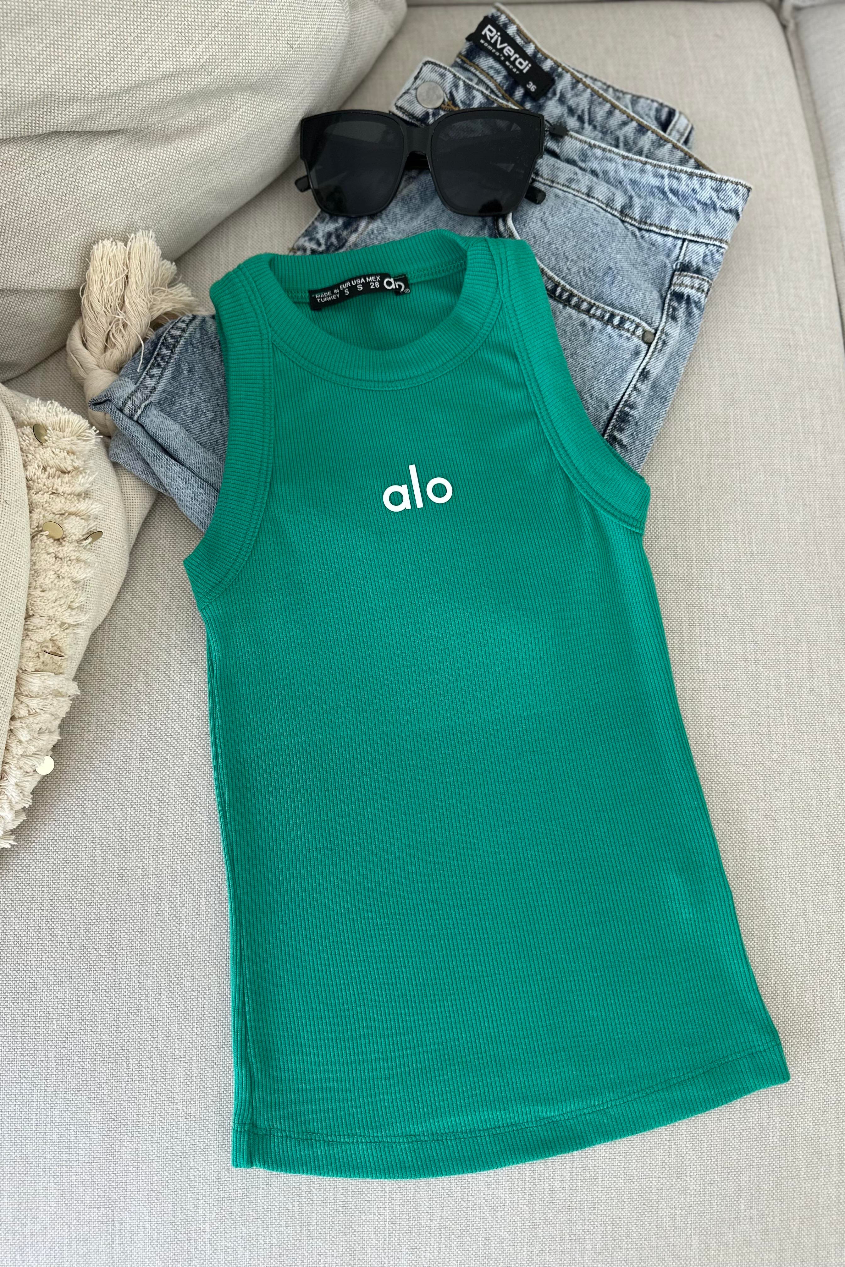 Orjinal Marka Halter Yaka Bluz Yeşil
