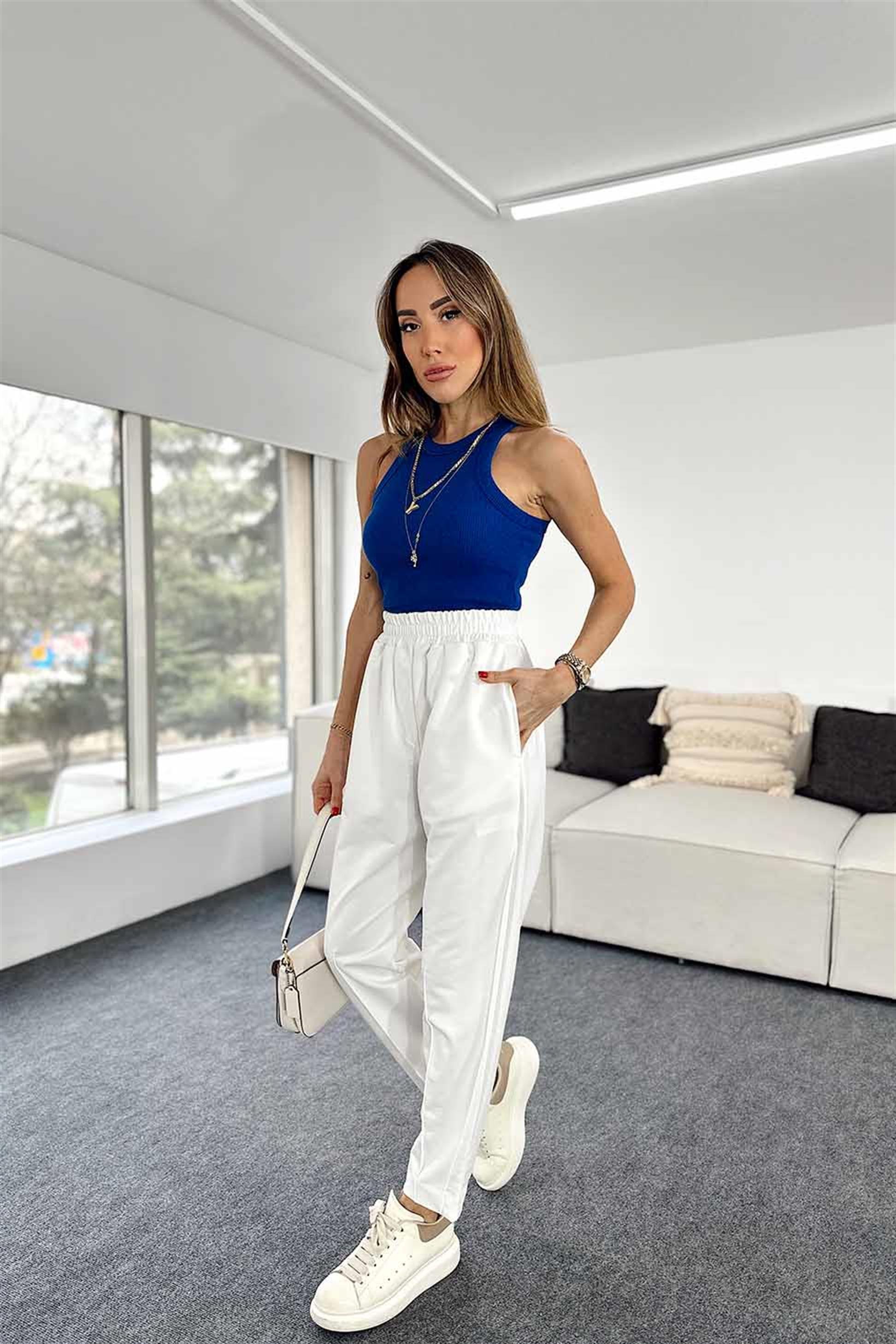Orjinal Marka Halter Yaka Fitilli Atlet Mavi
