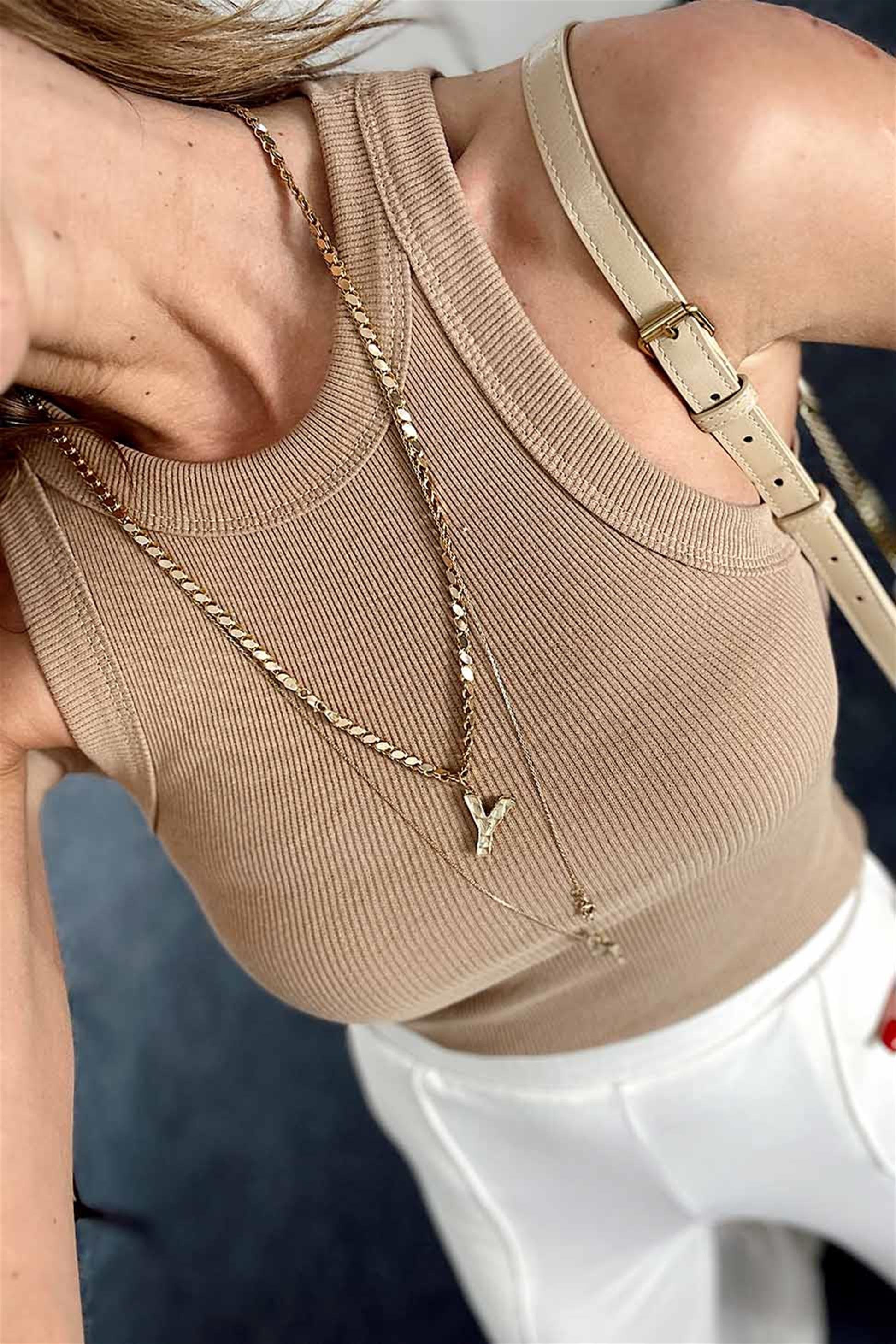 Orjinal Marka Halter Yaka Fitilli Atlet Vizon