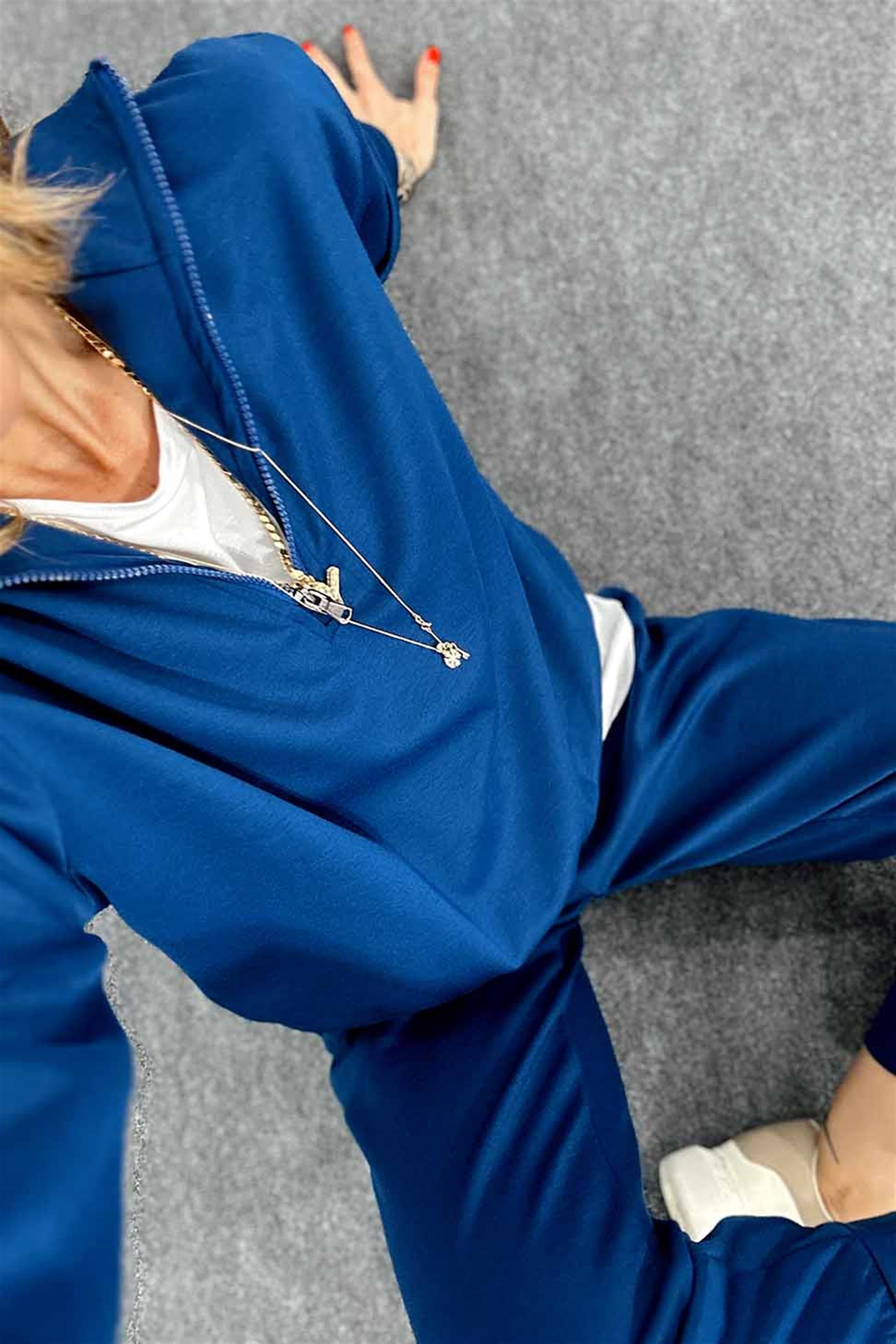 Orjinal Marka Model Fermuarlı İkili Kadın Eşofman Takım Lacivert