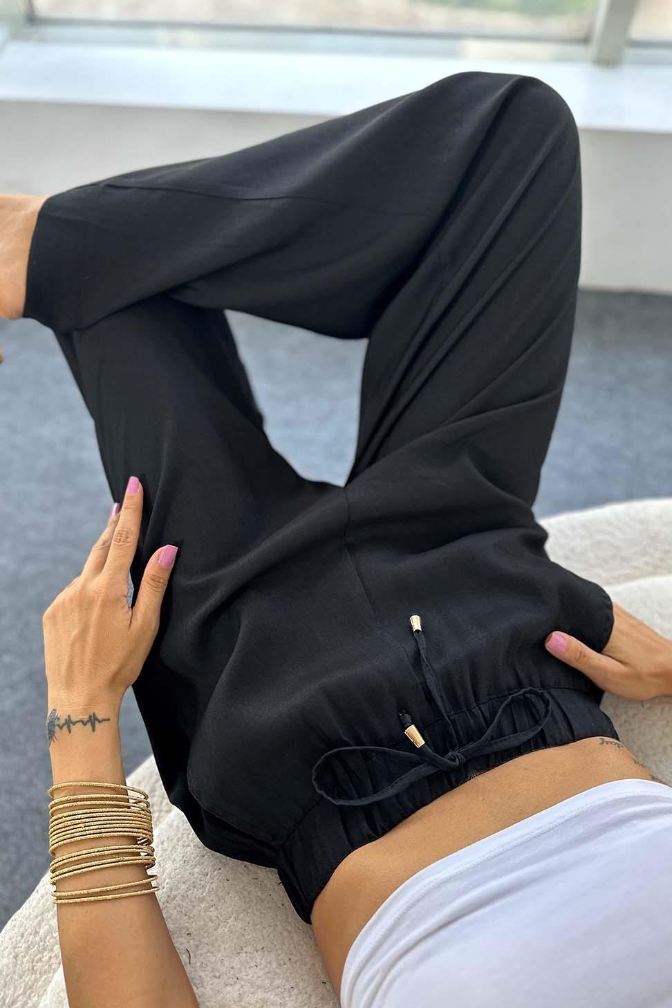 Orjinal Marka Natural Pamuklu Yazlık Salaş Pantalon Siyah