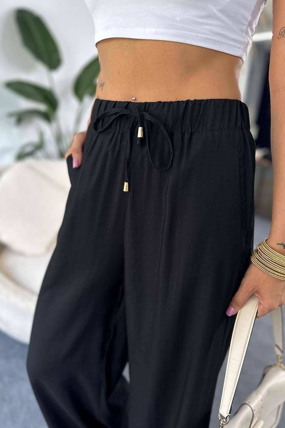 Orjinal Marka Natural Pamuklu Yazlık Salaş Pantalon Siyah