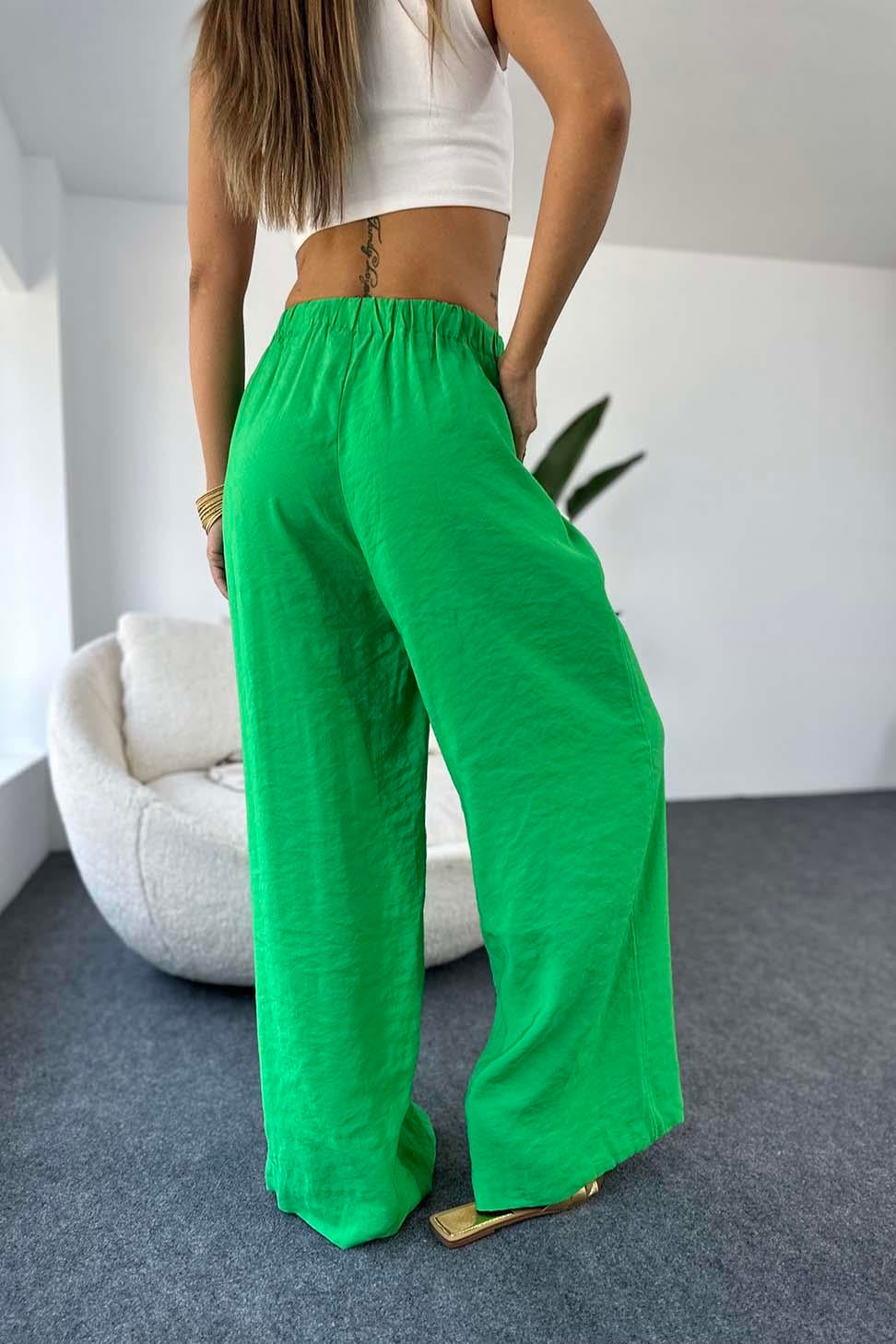 Orjinal Marka Natural Pamuklu Yazlık Salaş Pantalon Yeşil
