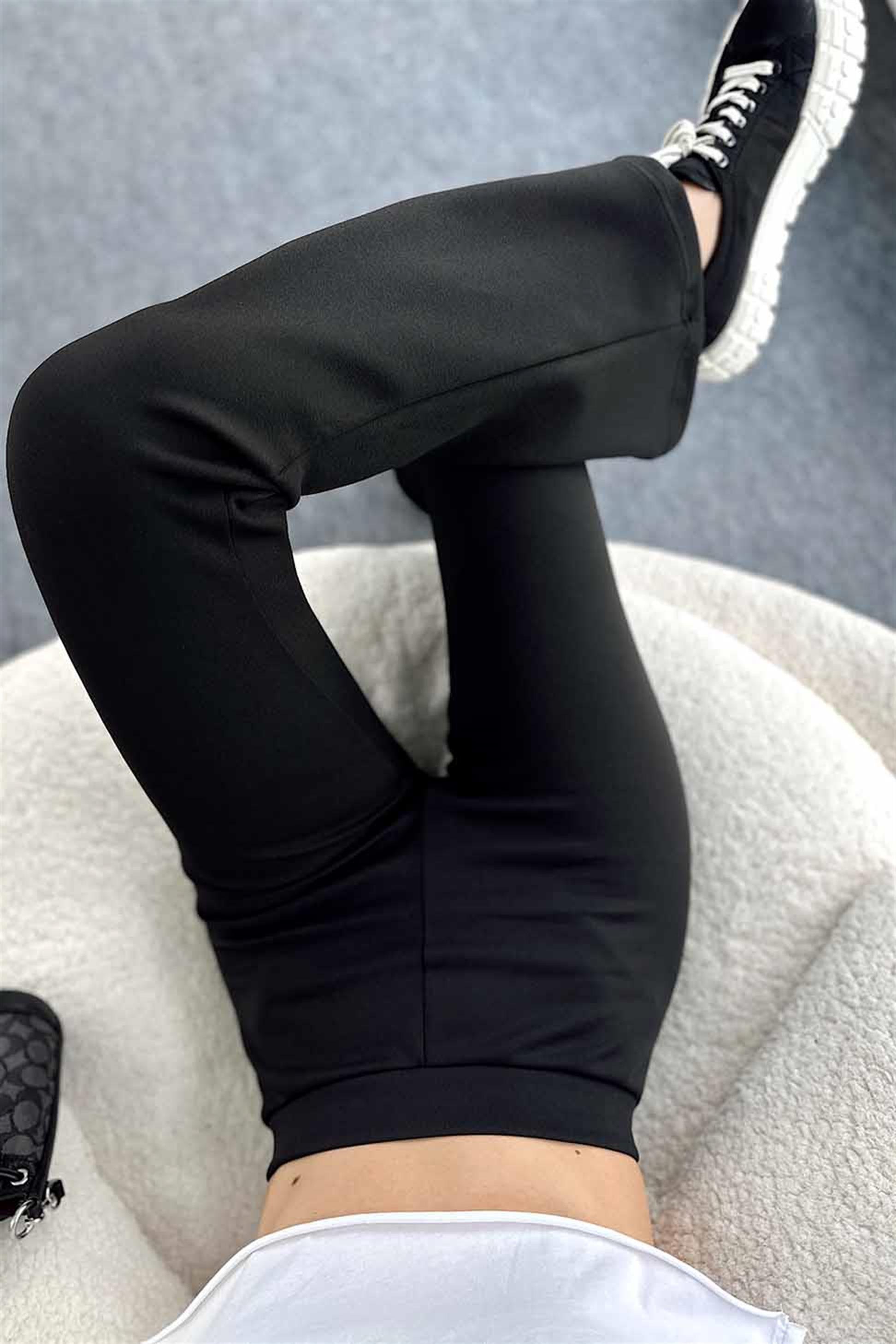 Orjinal Marka Scuba Kumaş İspanyol Paça Tayt Pantolon Siyah