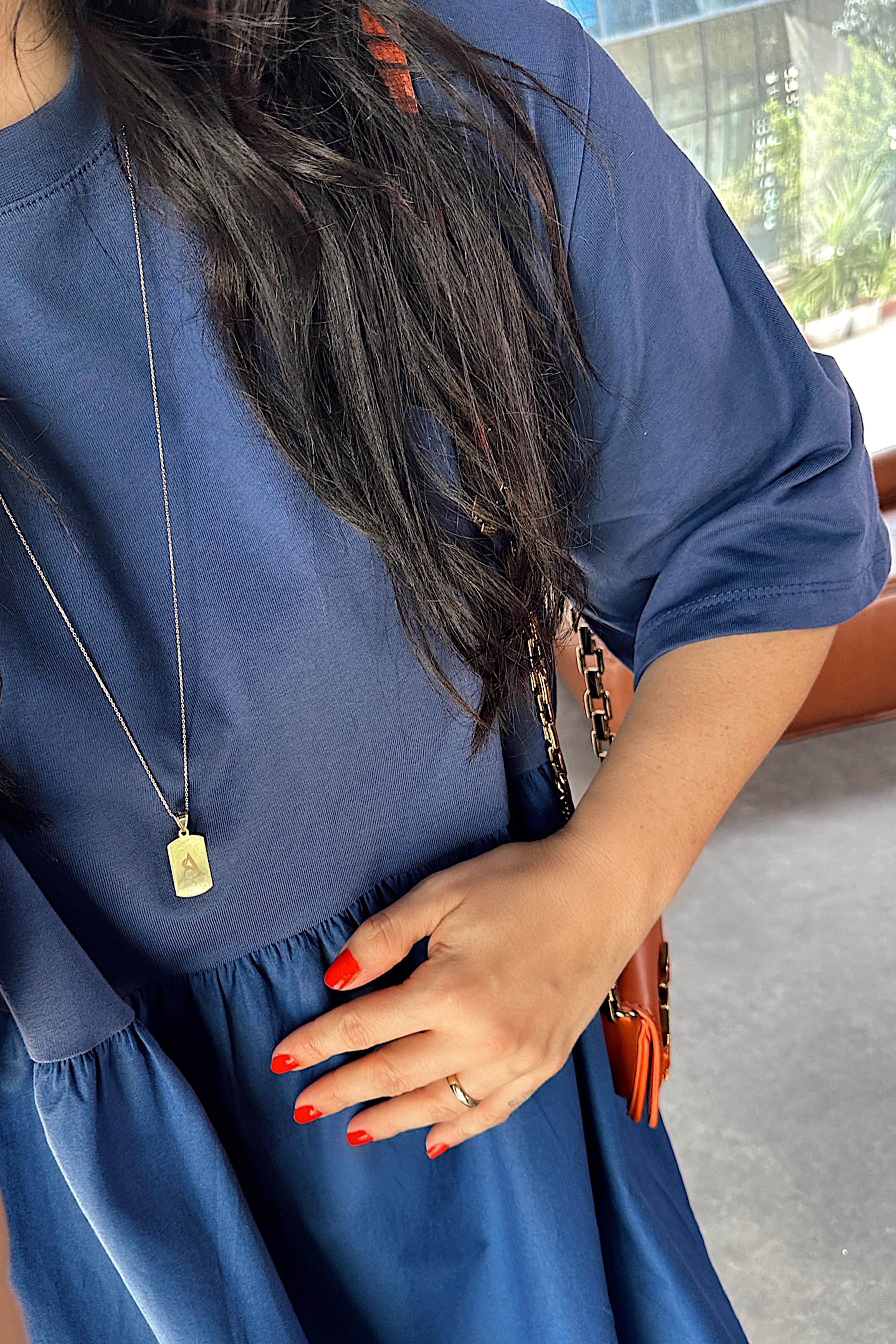 Orjinal Model Oversize Elbise İndigo Mavisi