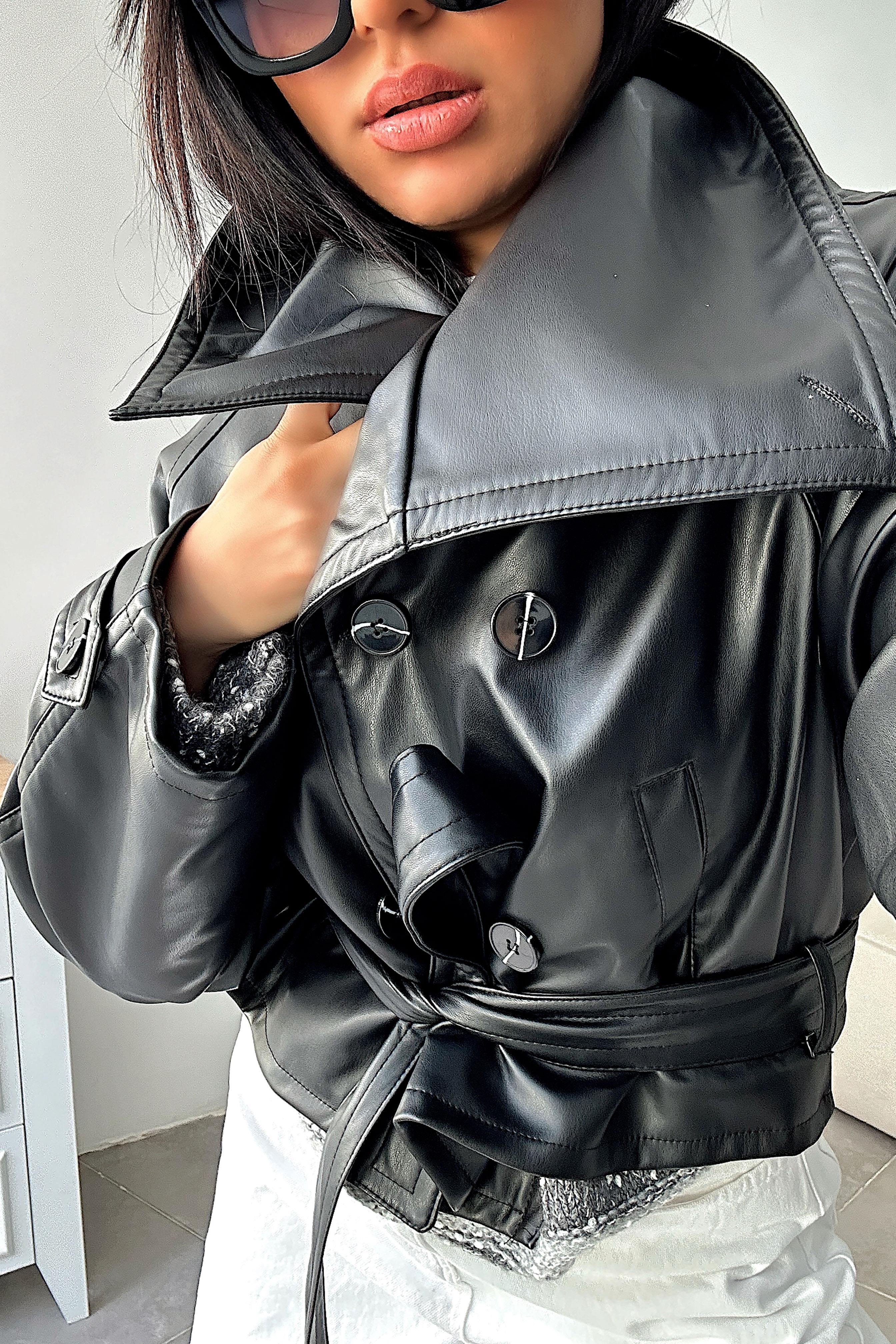 Orjinal Model Vegan Deri Biker Ceket Siyah