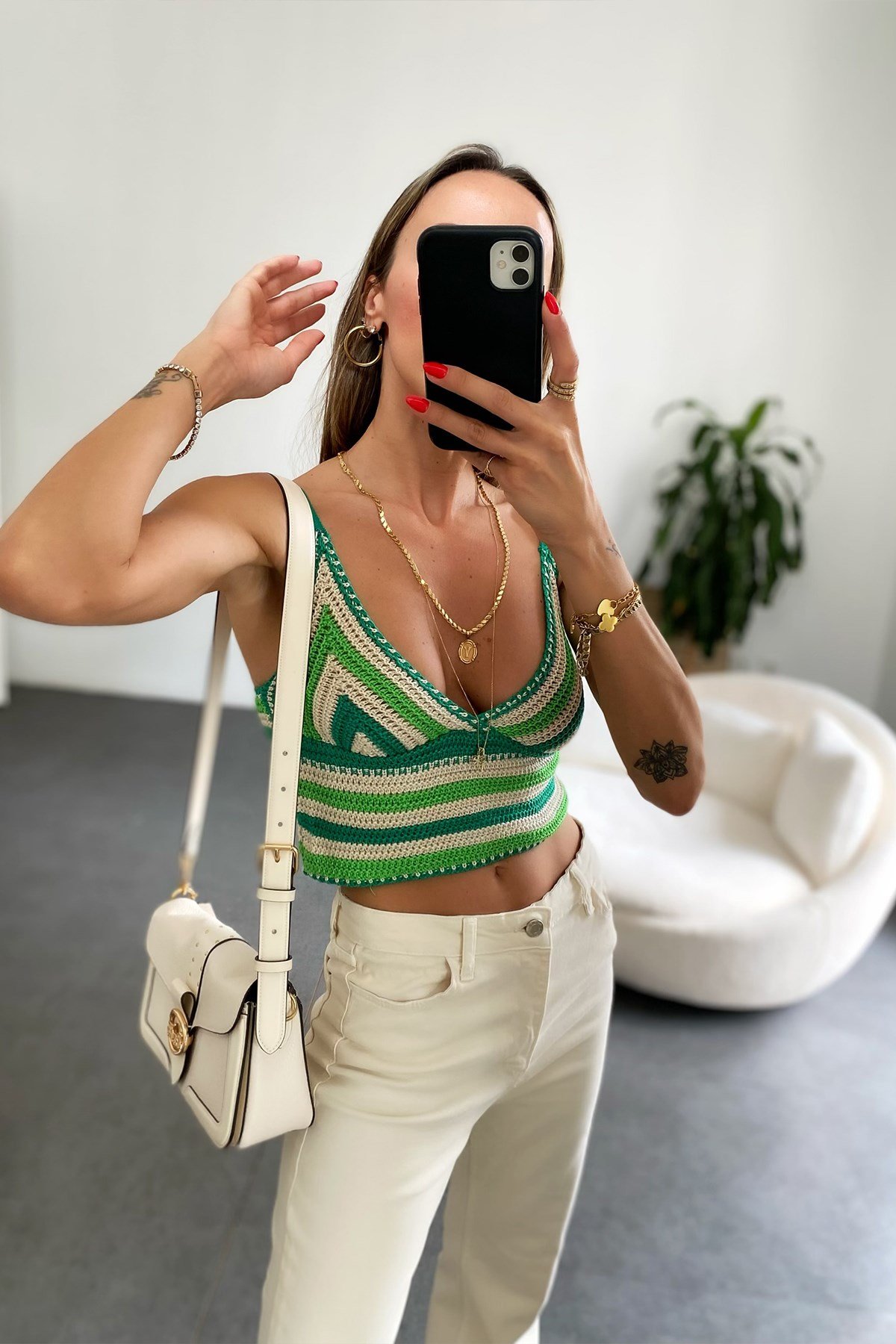 Örme Crop Yeşil