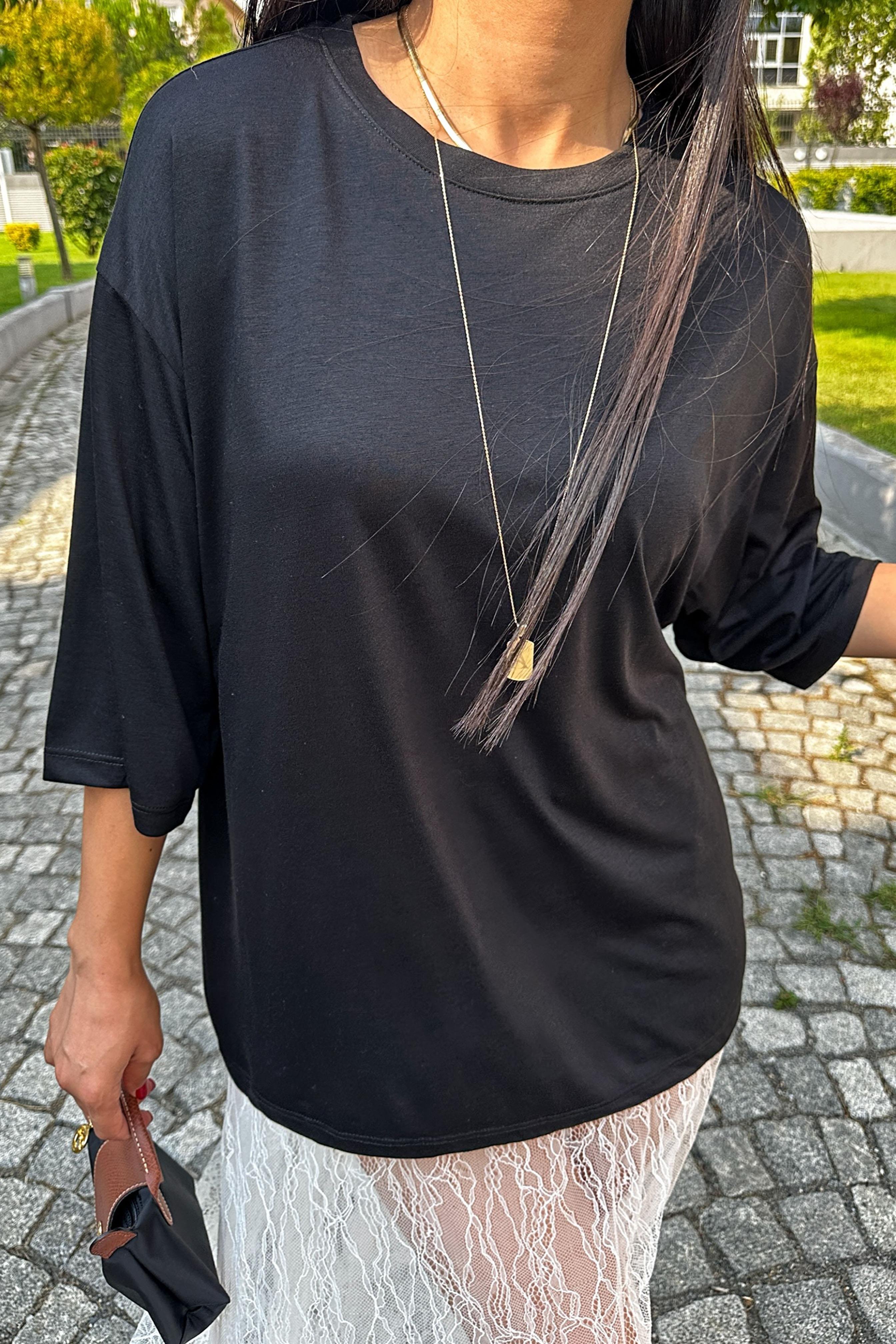Oversize Basic Tişört Siyah
