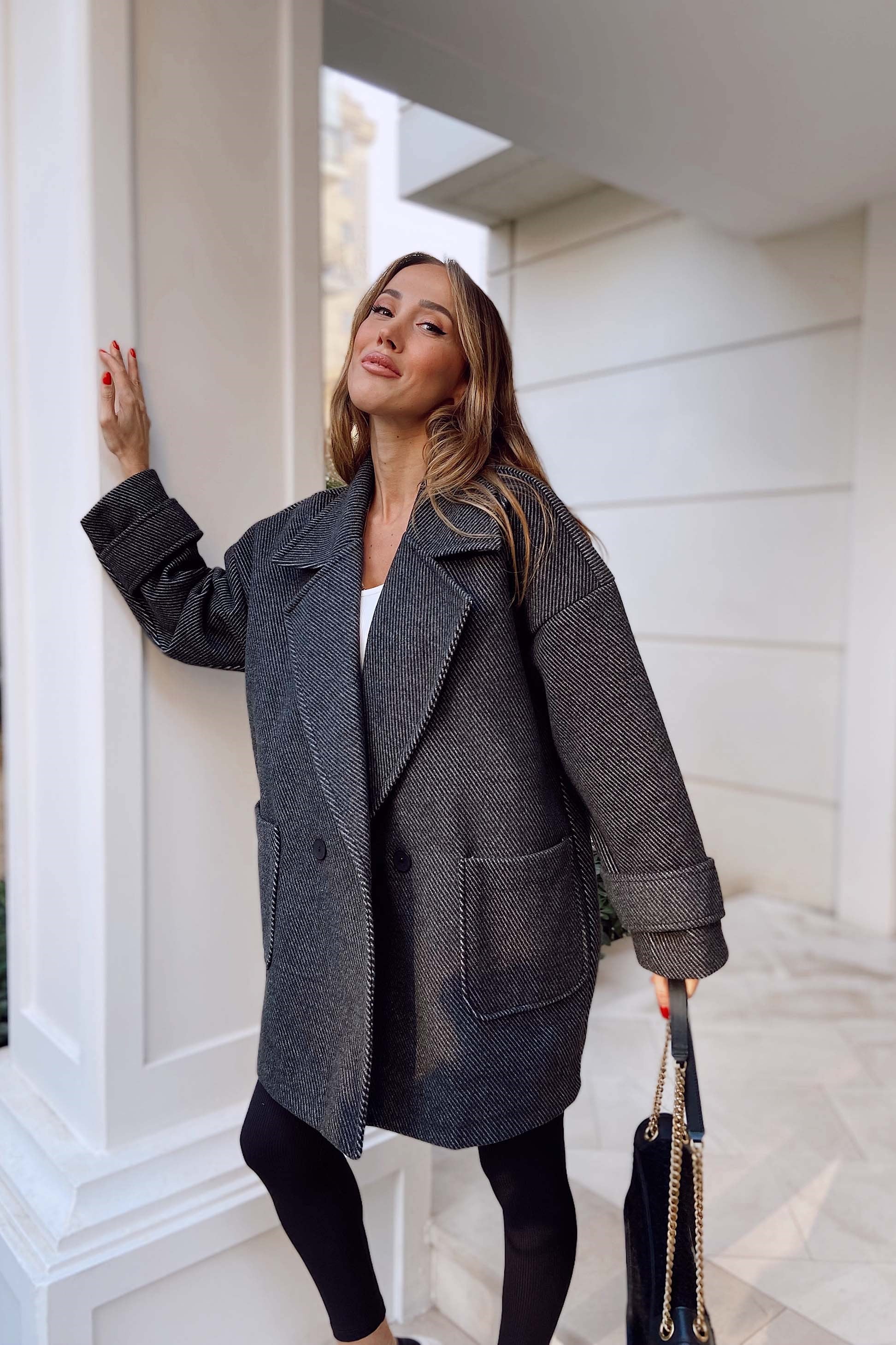 Oversize Kadın Kaban Siyah