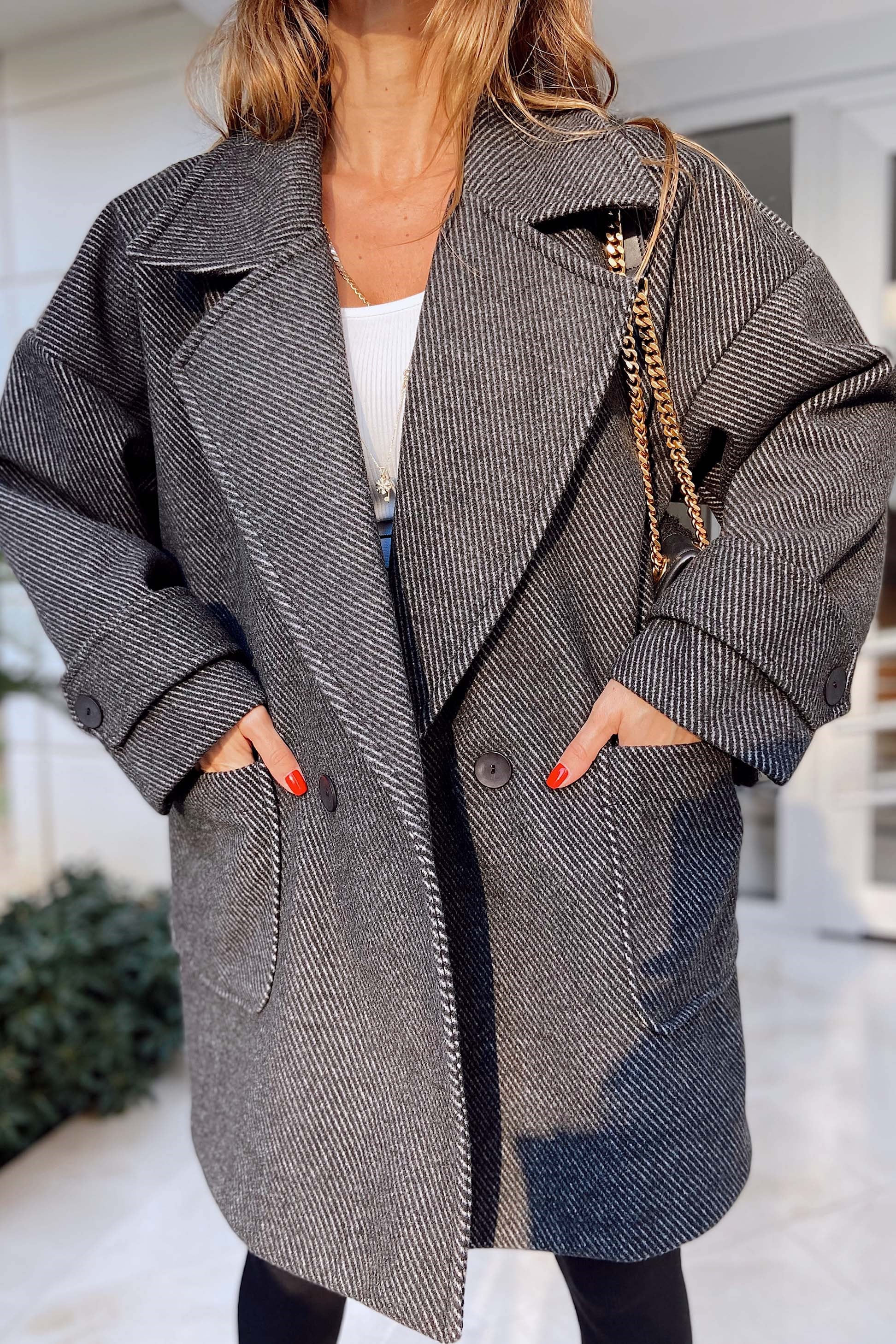 Oversize Kadın Kaban Siyah