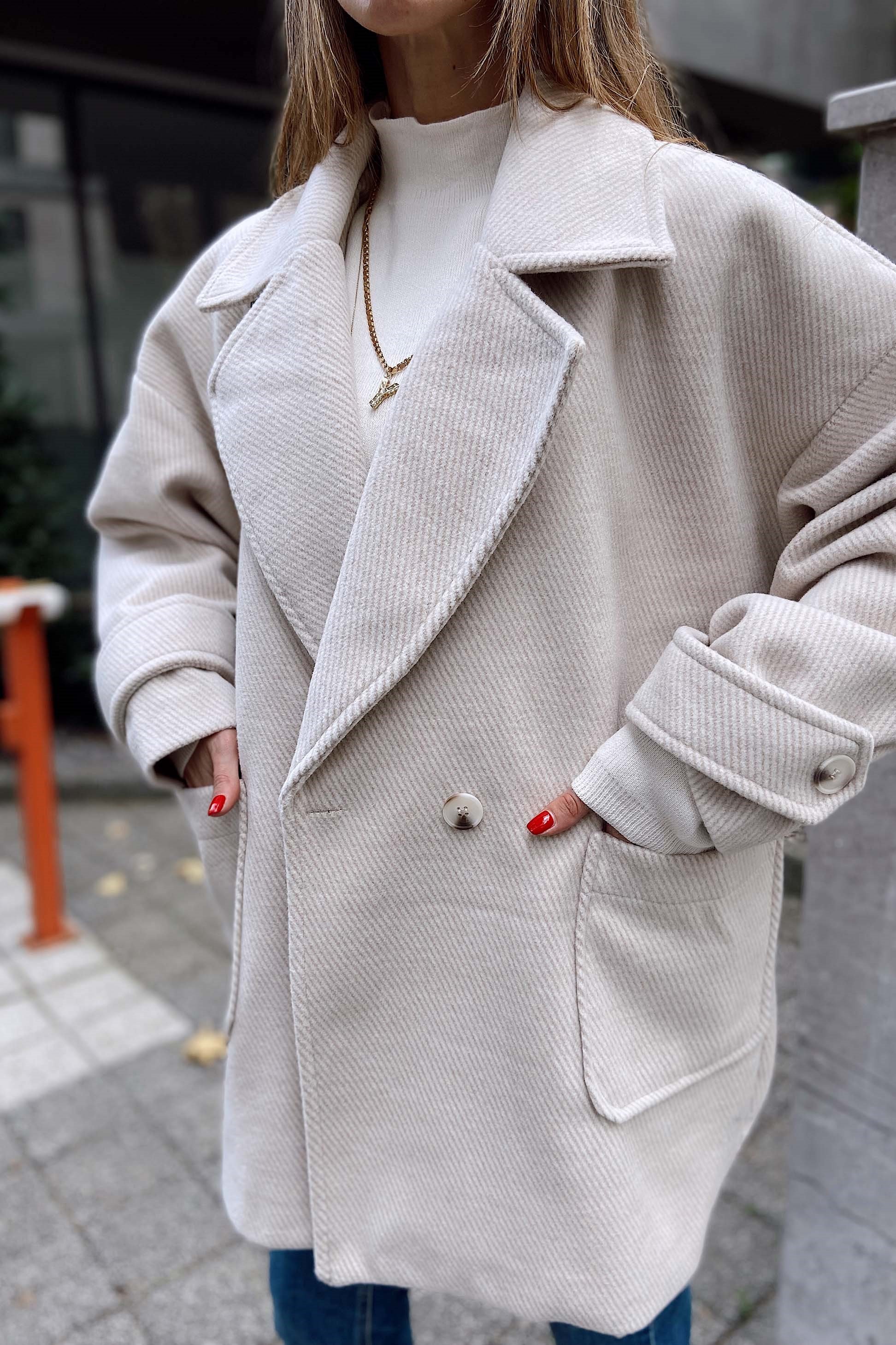 Oversize Kadın Kaban Taş Rengi