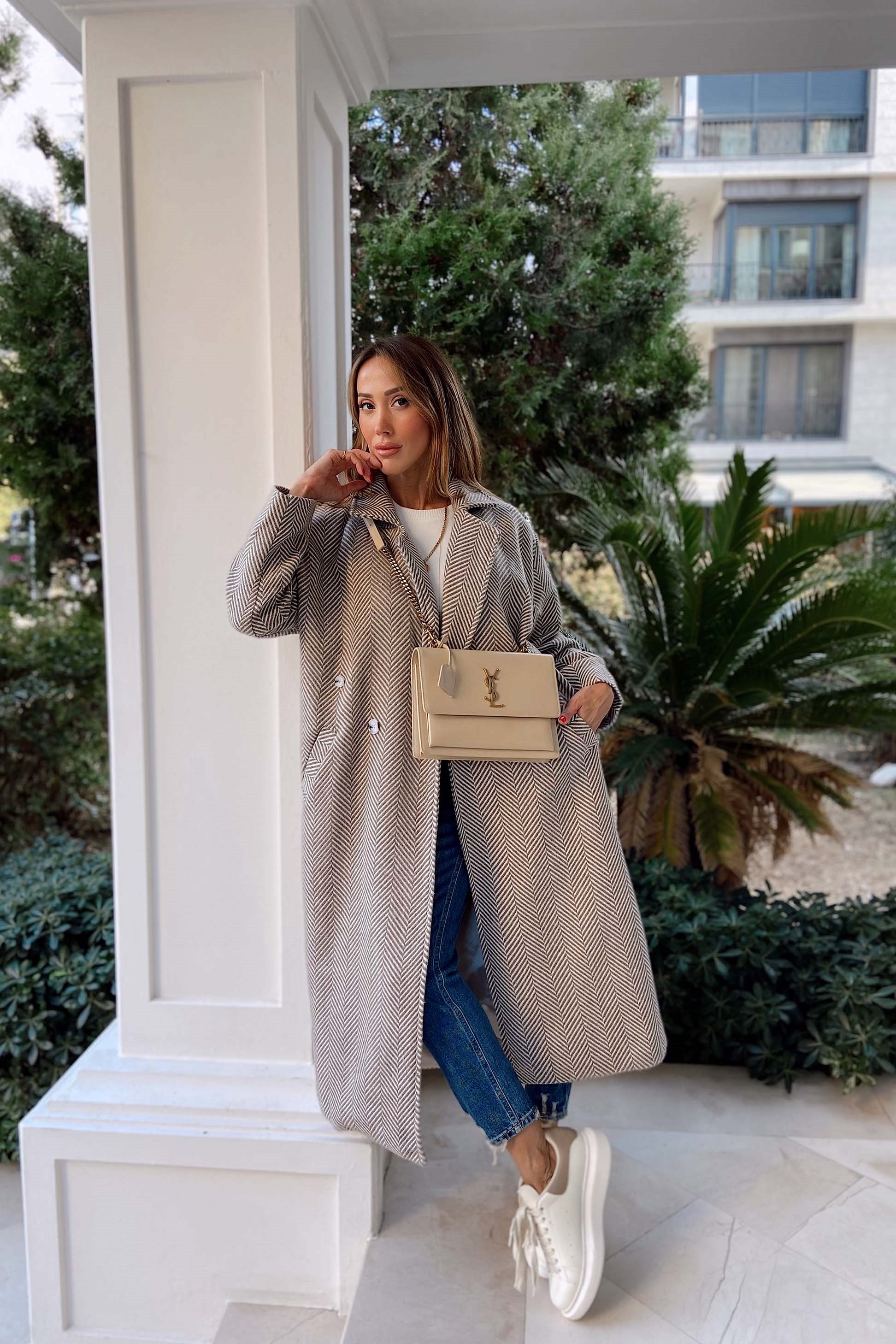 Oversize Kruvaze Kaban Vizon