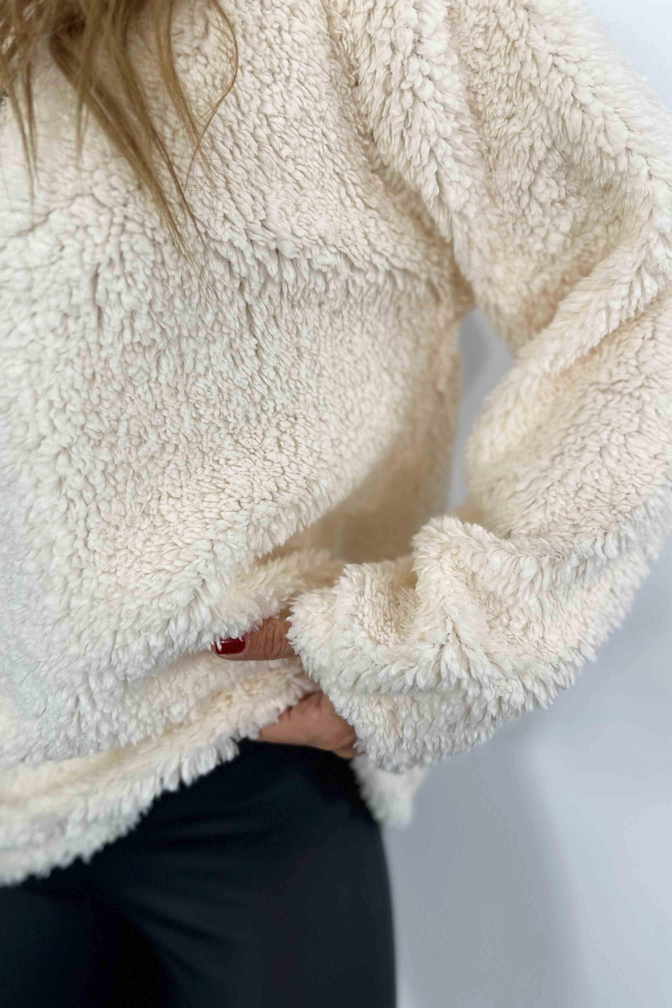 Oversize Teddy Kadın Sweatshirt Ekru