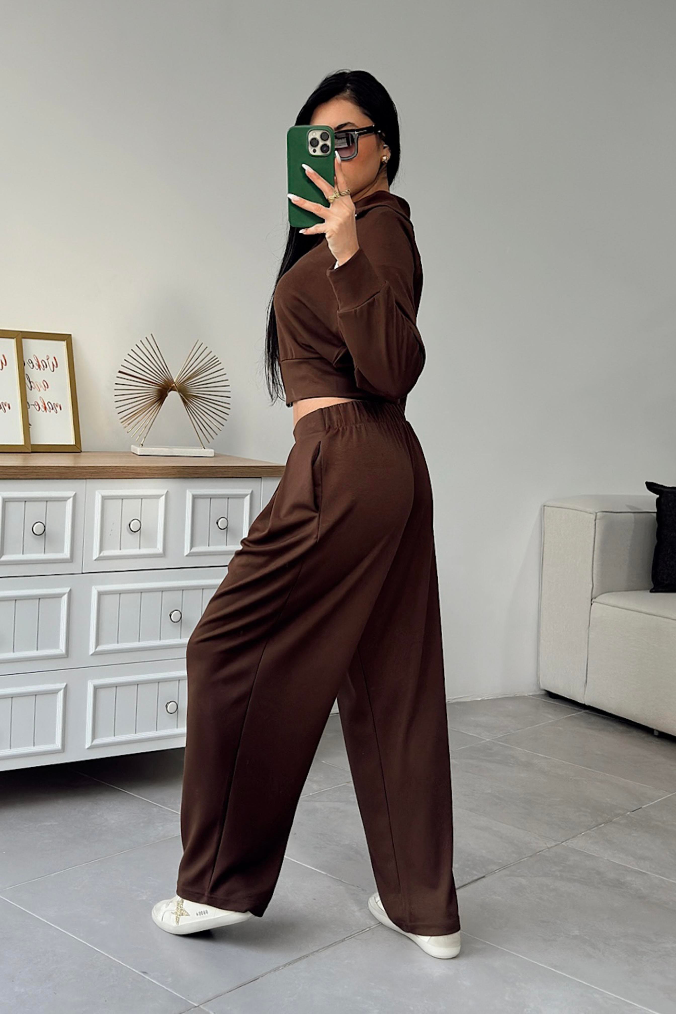 Oys Model Fermuarlı İkili Takım Acı Kahve