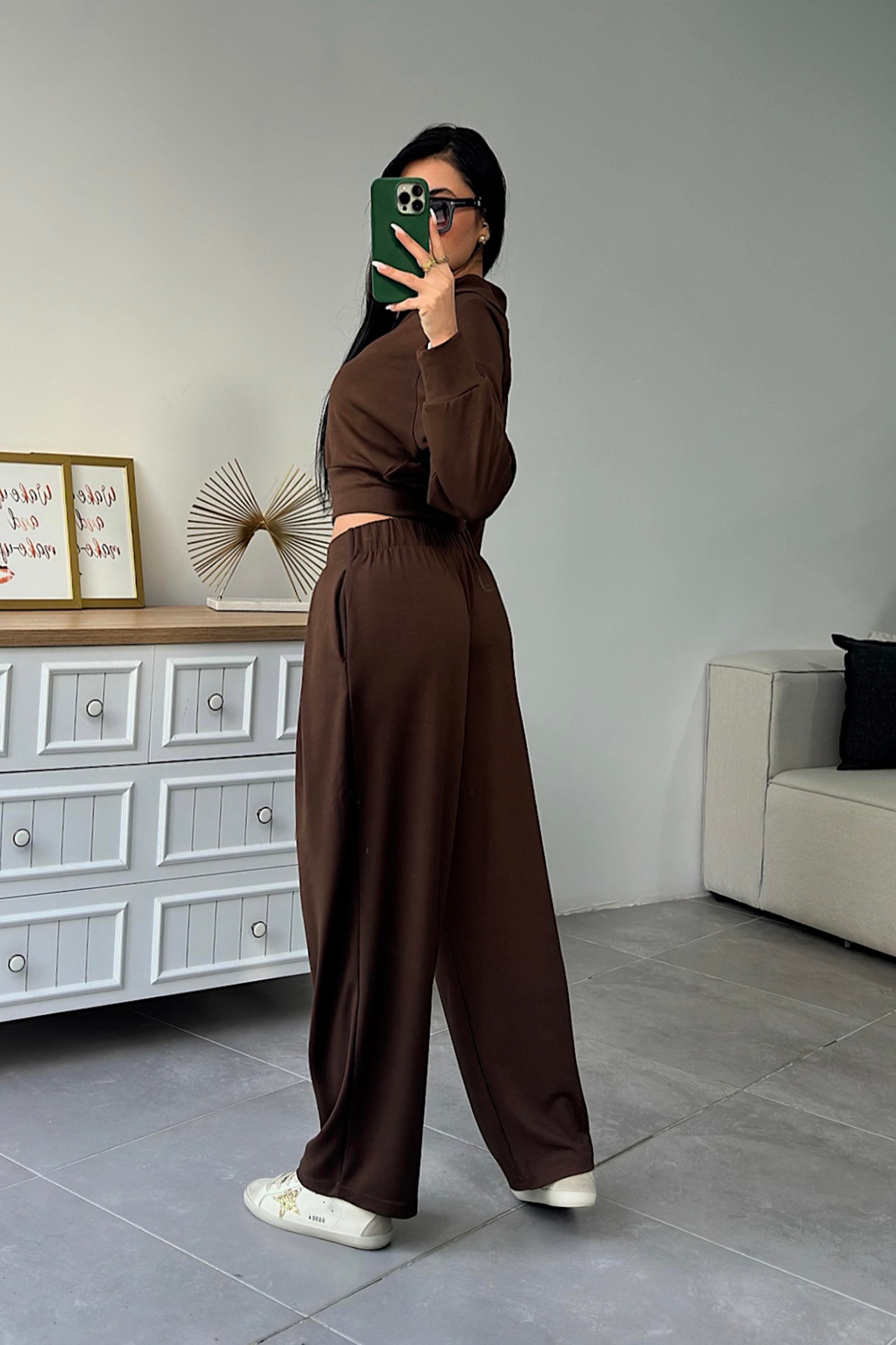 Oys Model Fermuarlı İkili Takım Acı Kahve