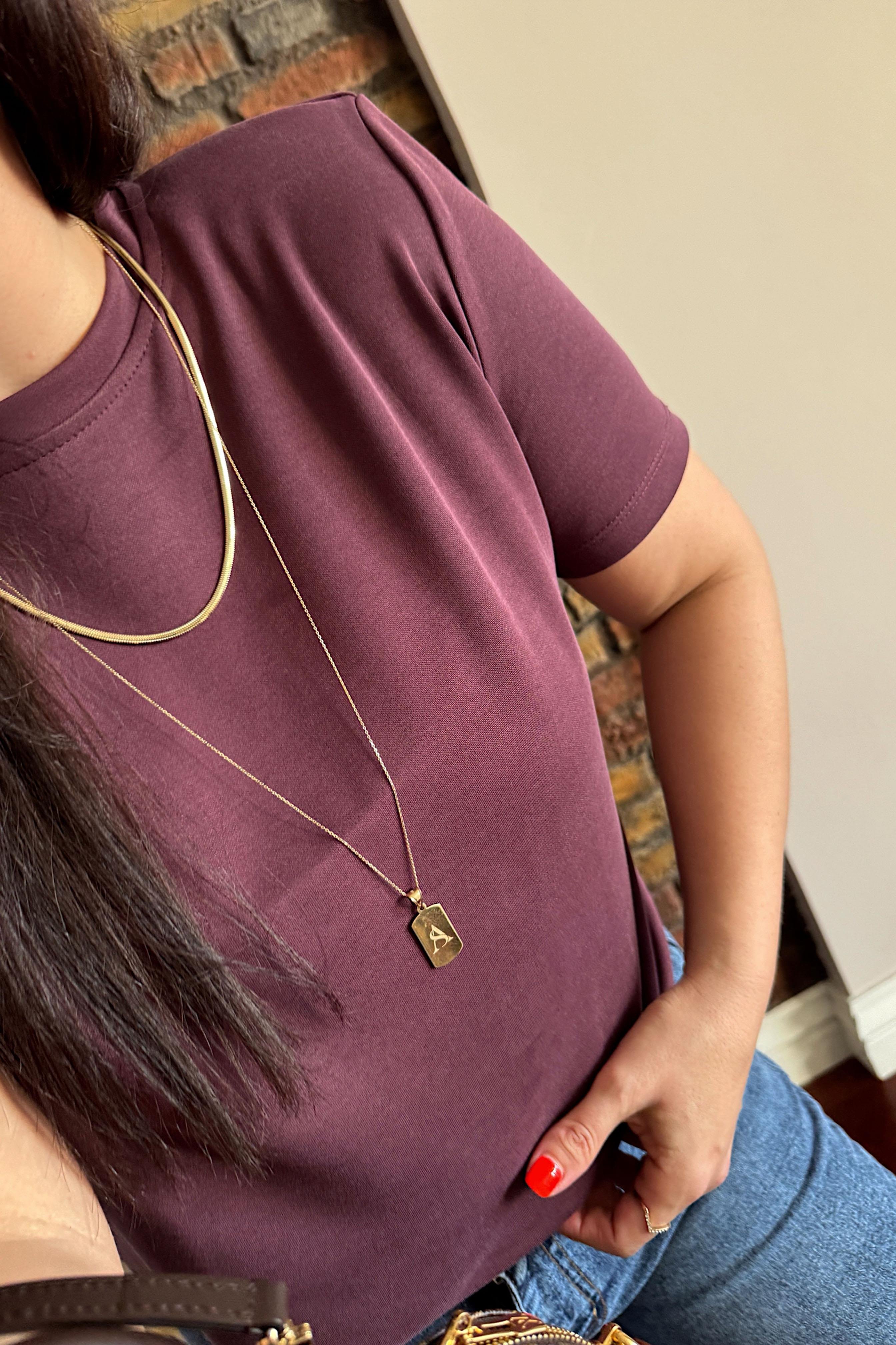 Oysh Modal Kumaş Vatkalı Basic Mürdüm