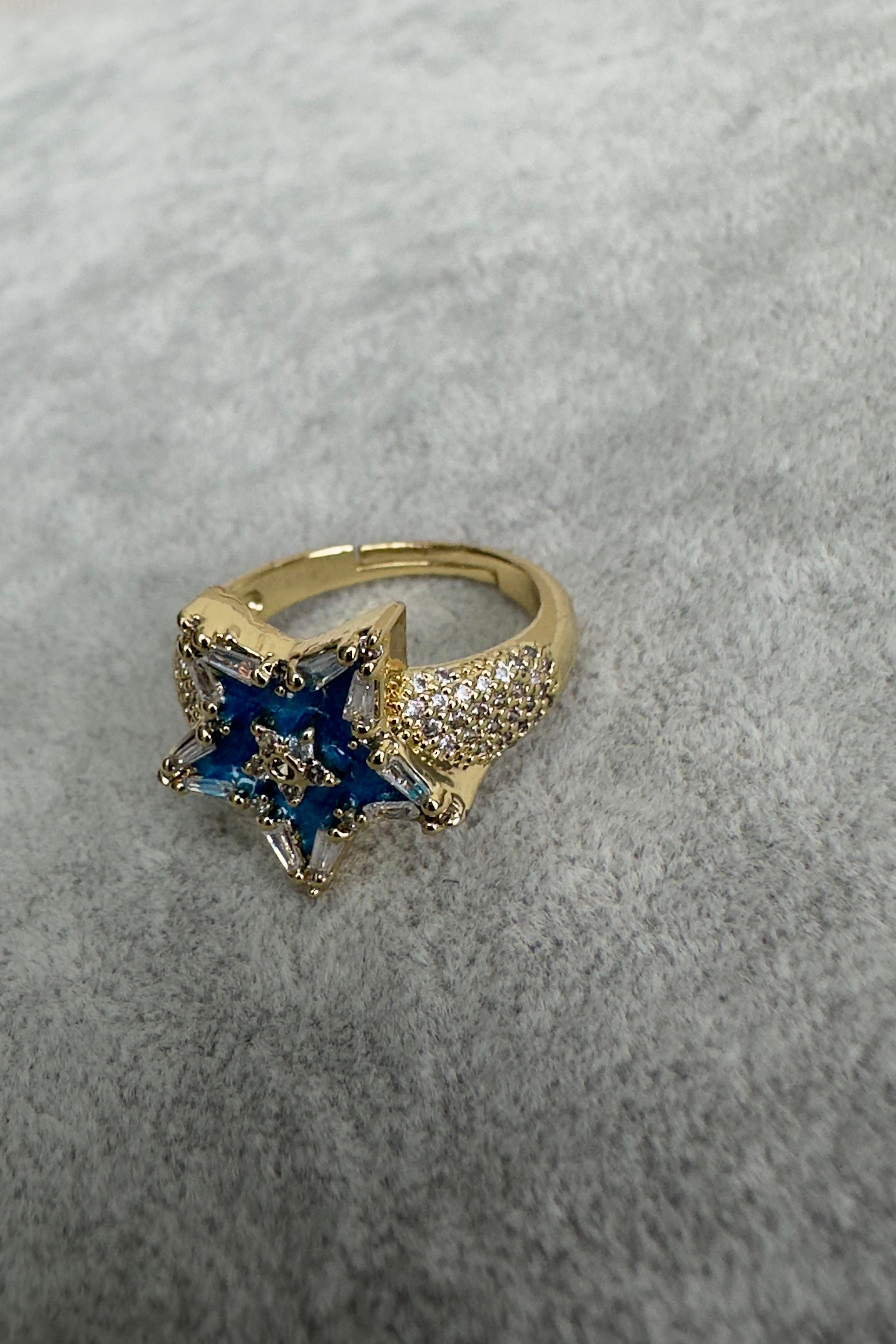 Özel Seri Zirkon Taşlı Kuzey Yıldız Model Ayarlanabiliir Yüzük Gold