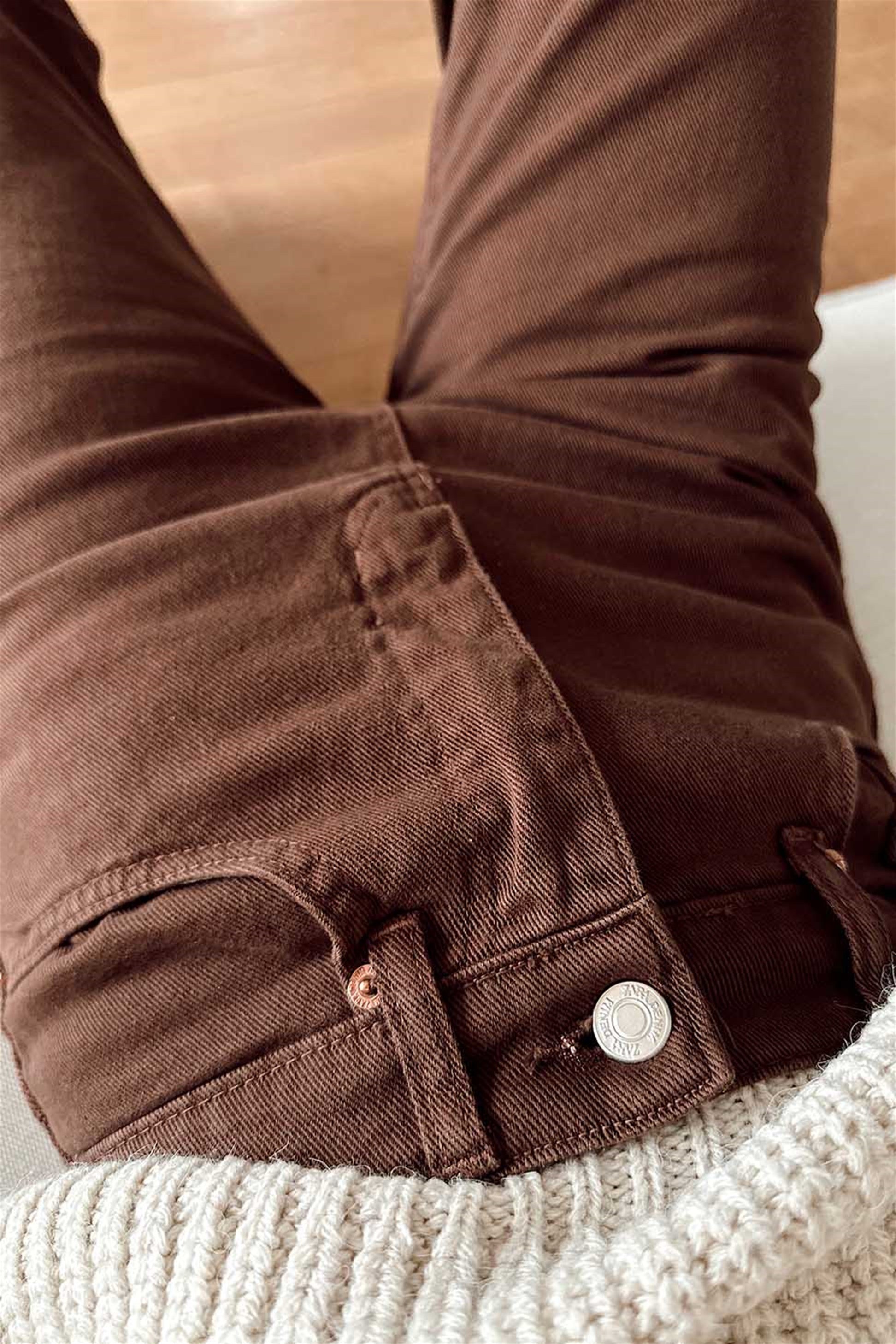 Paçası Kesik Bol Paça Salaş Pantalon Kahve