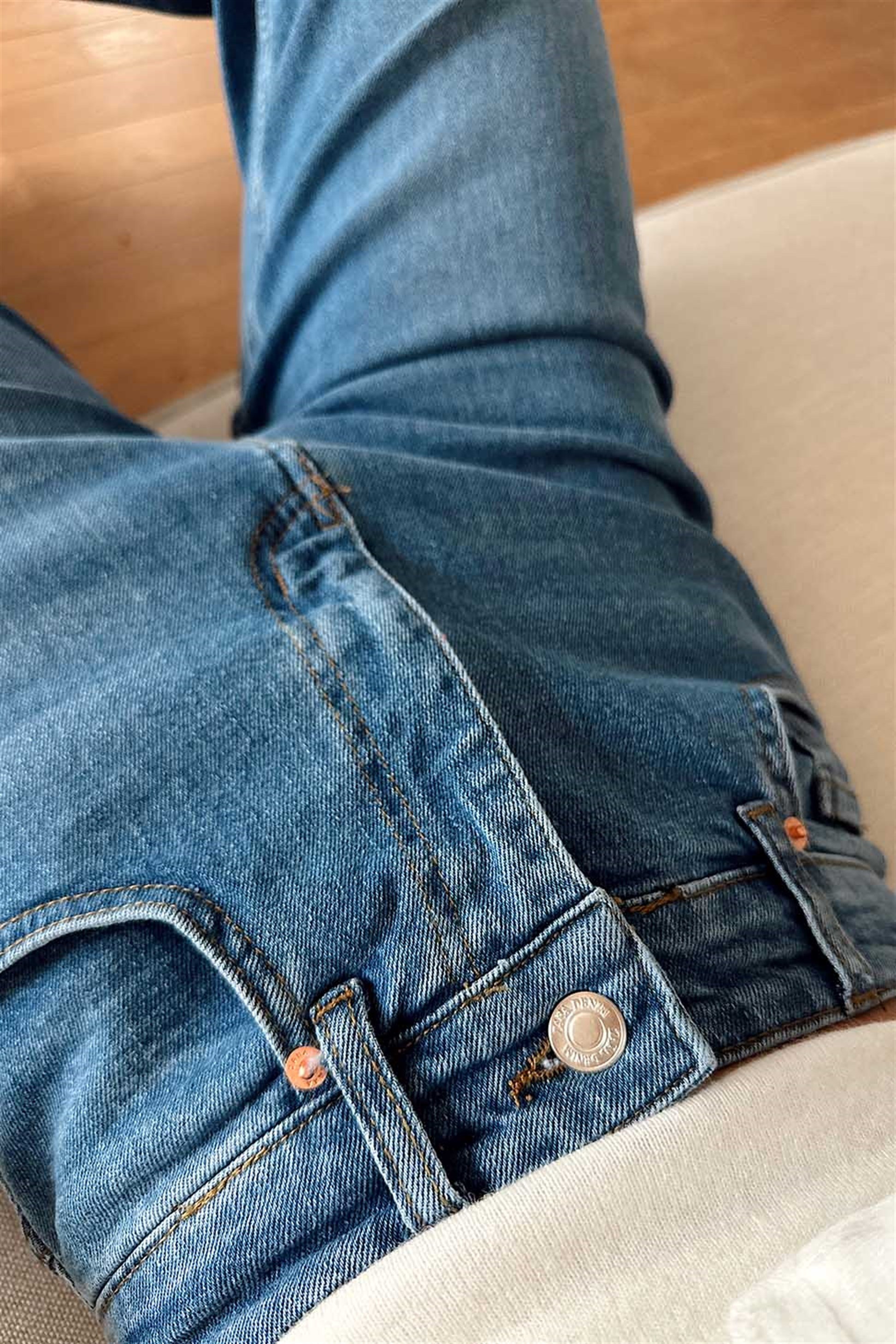 Paçası Kesik Bol Paça Salaş Pantalon Mavi