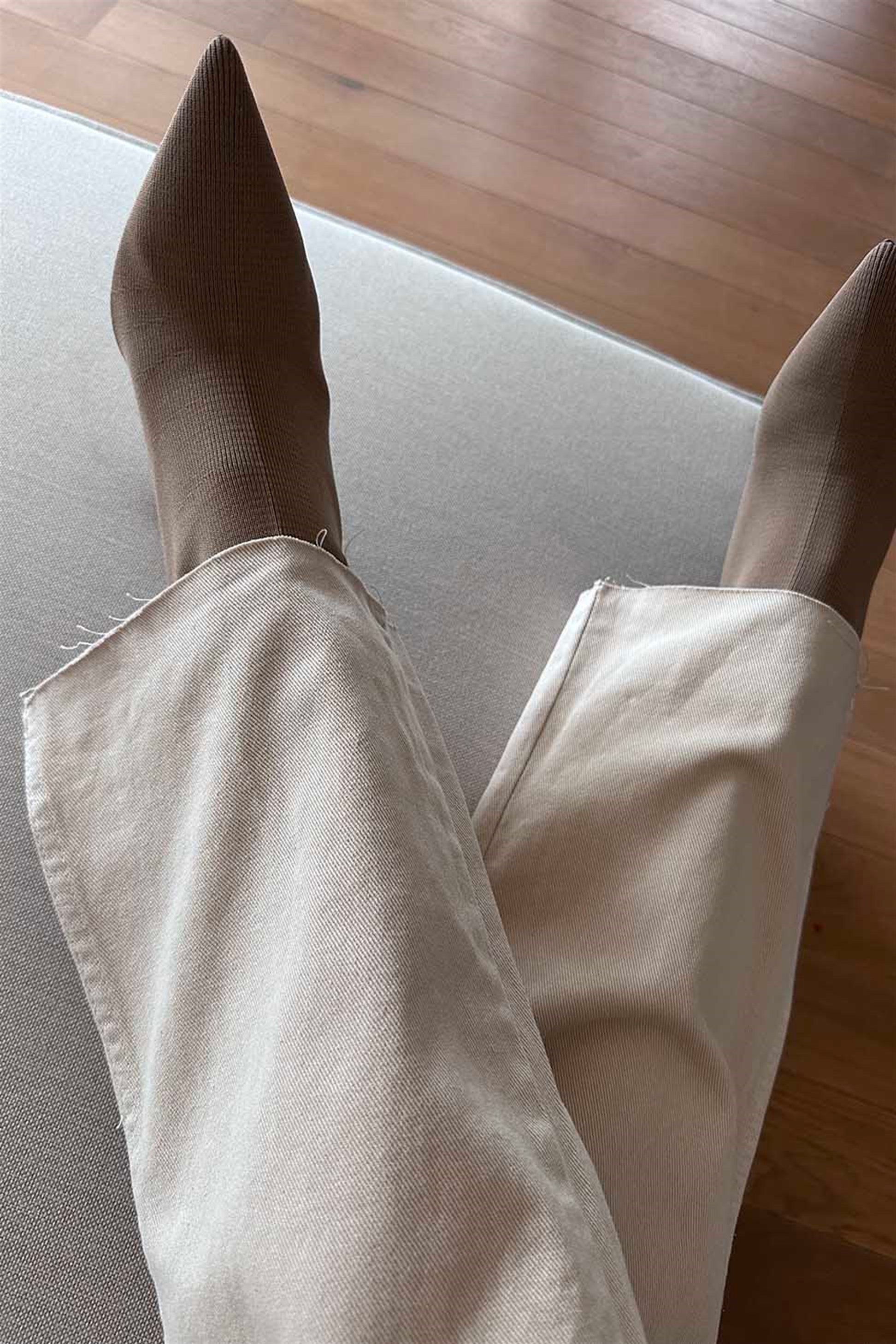 Paçası Kesik Bol Paça Salaş Pantalon Taş