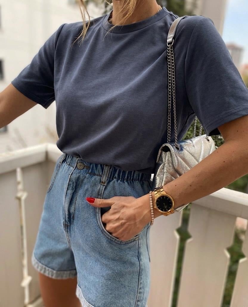 Pamuk ve Modal Kumaş Karışımlı Tshirt Antrasit