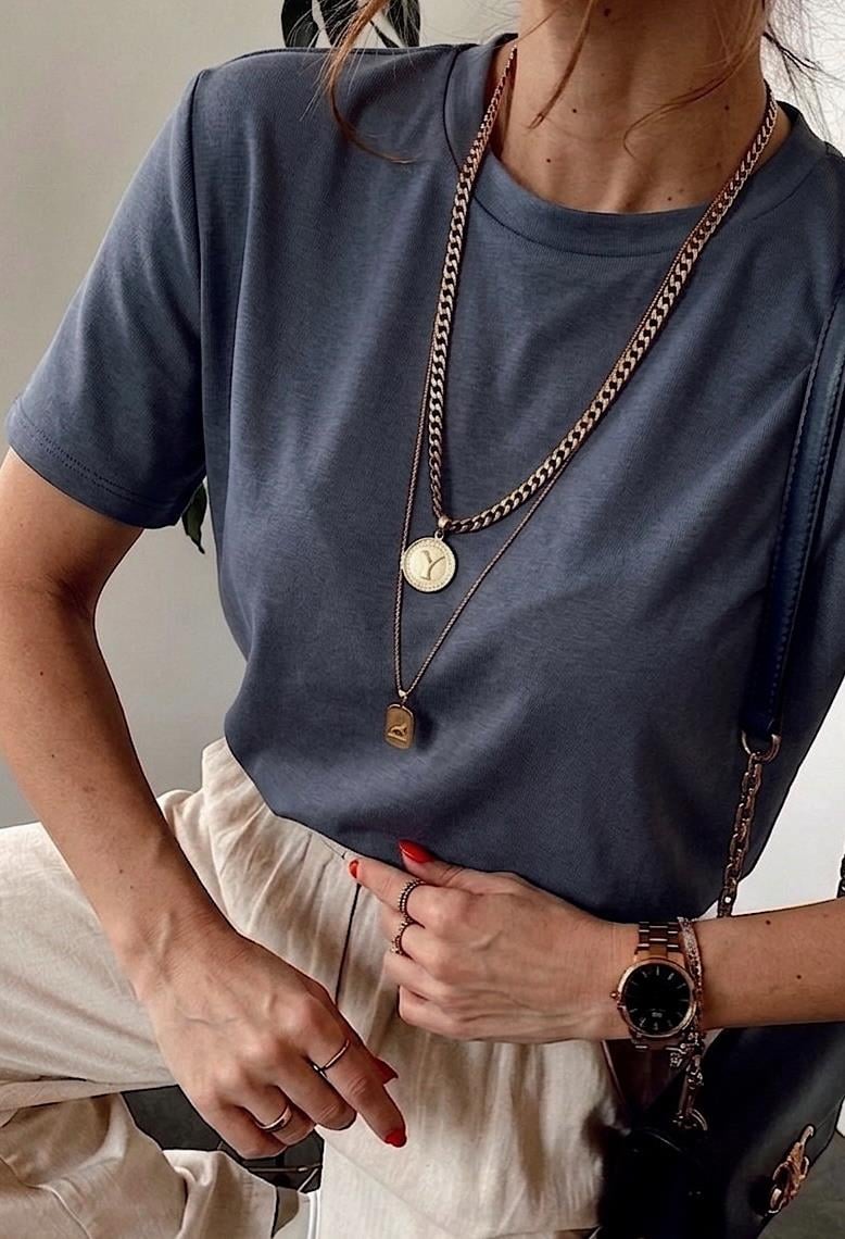 Pamuk ve Modal Kumaş Karışımlı Tshirt Antrasit