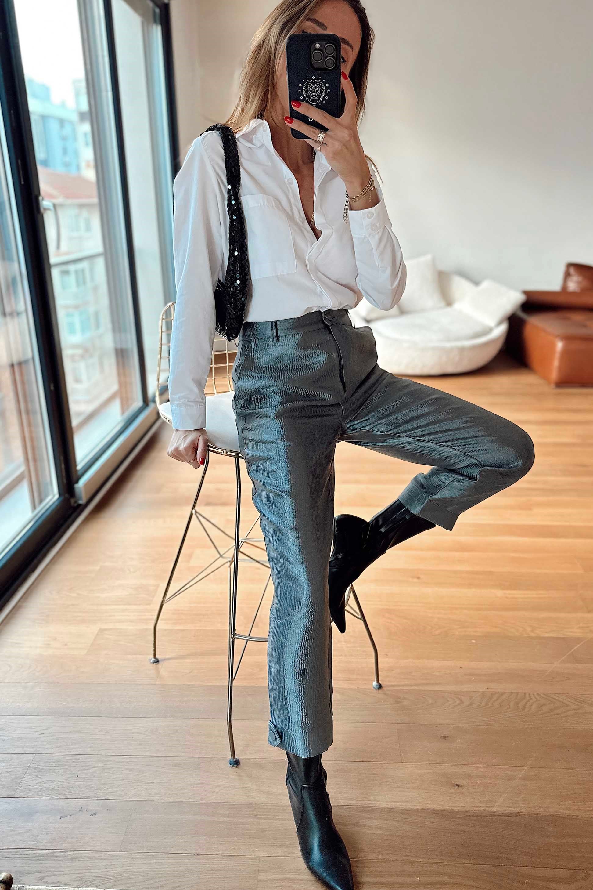 Parlak Pantolon Silver