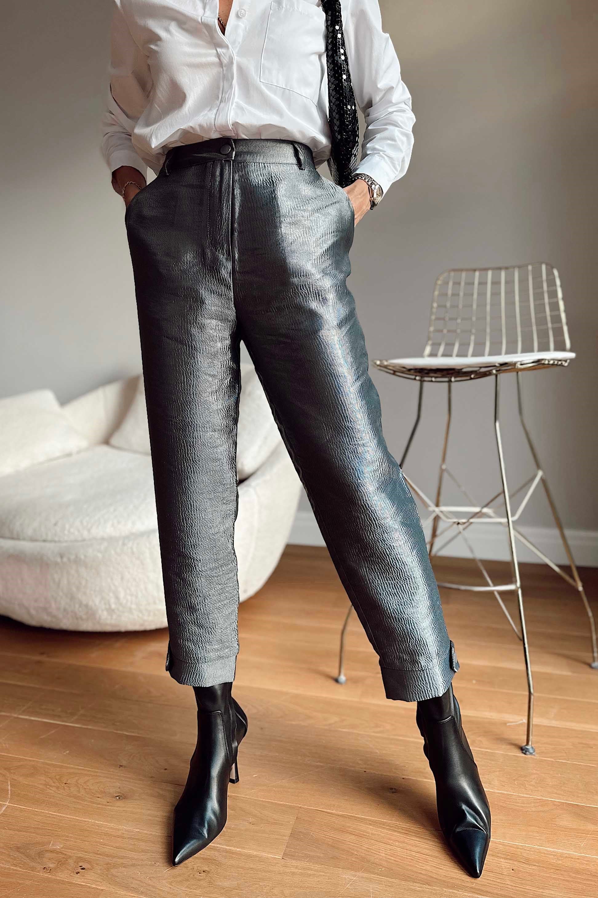 Parlak Pantolon Silver