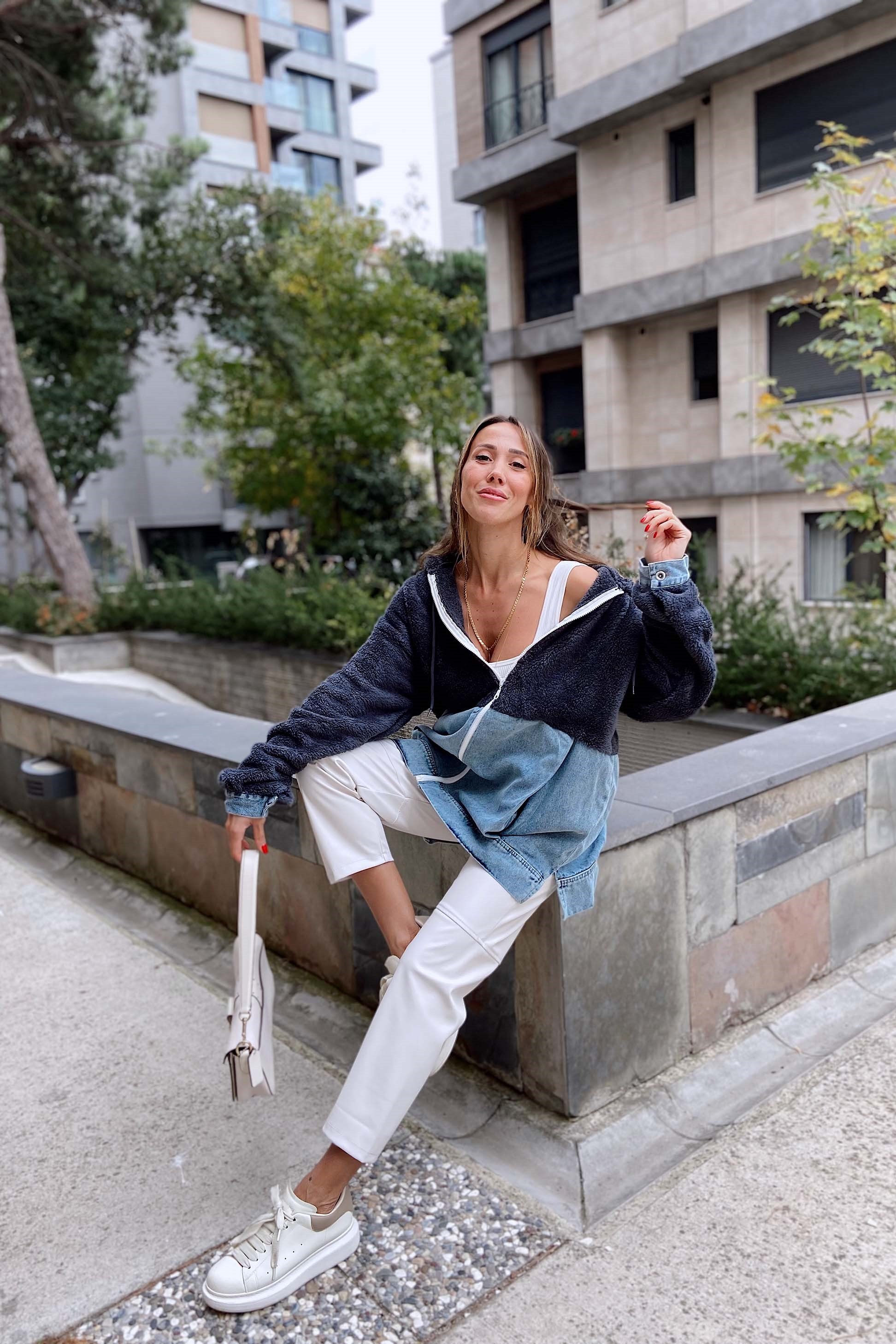Peluş Fermuarlı Sweatshirt Antrasit