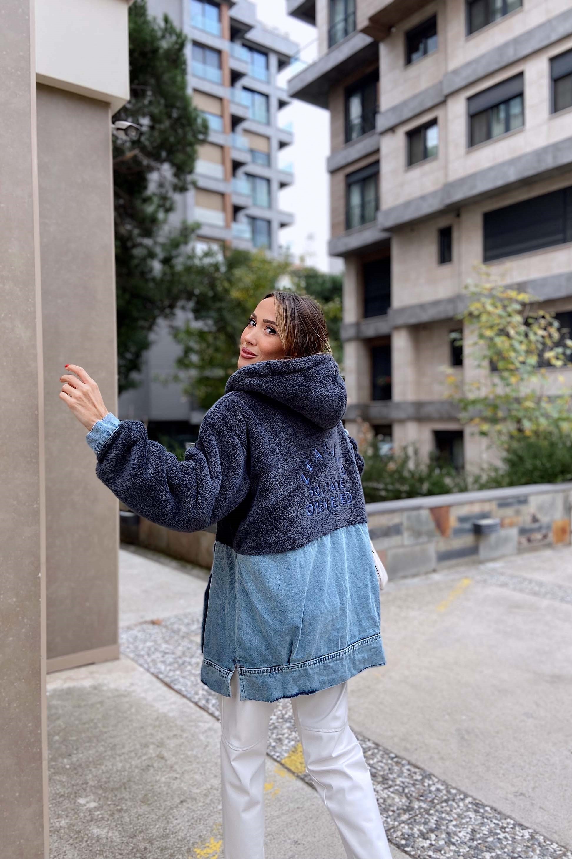 Peluş Fermuarlı Sweatshirt Antrasit