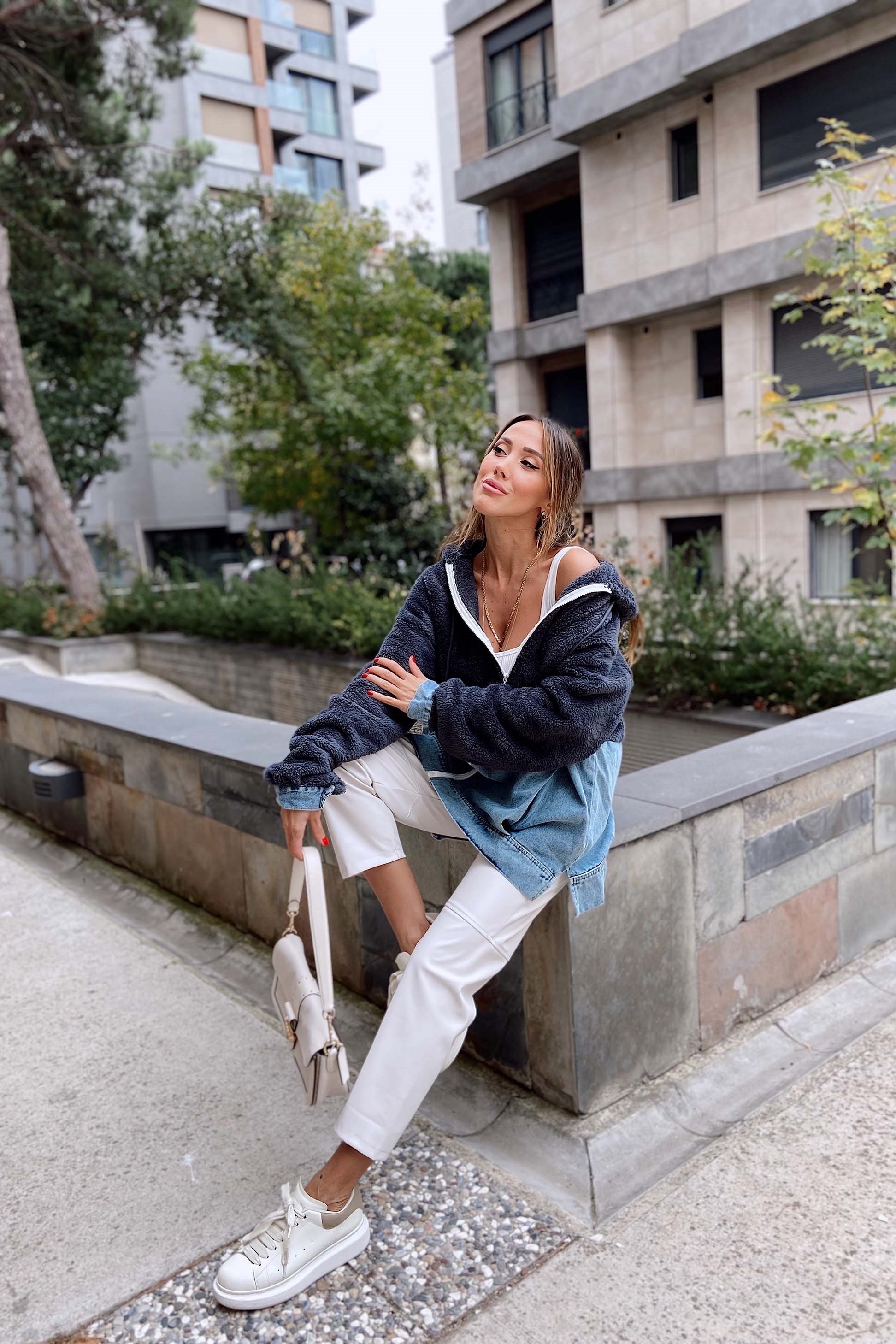 Peluş Fermuarlı Sweatshirt Antrasit
