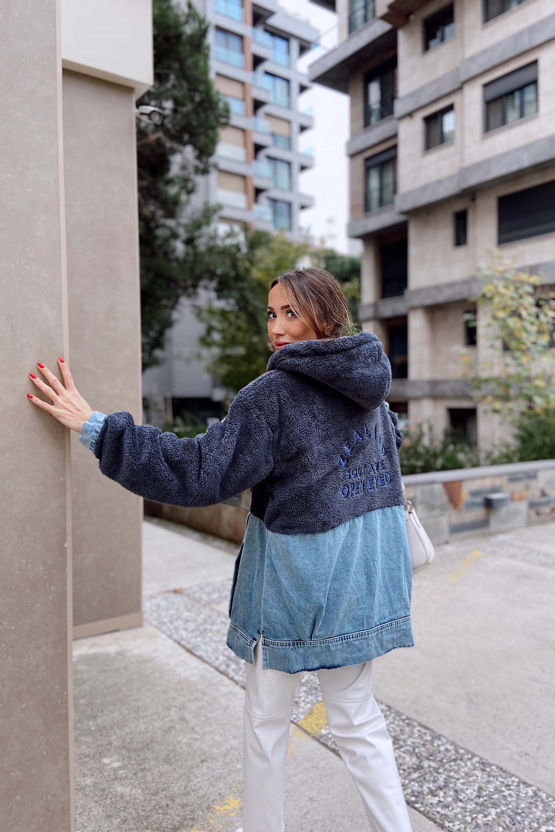 Peluş Fermuarlı Sweatshirt Antrasit
