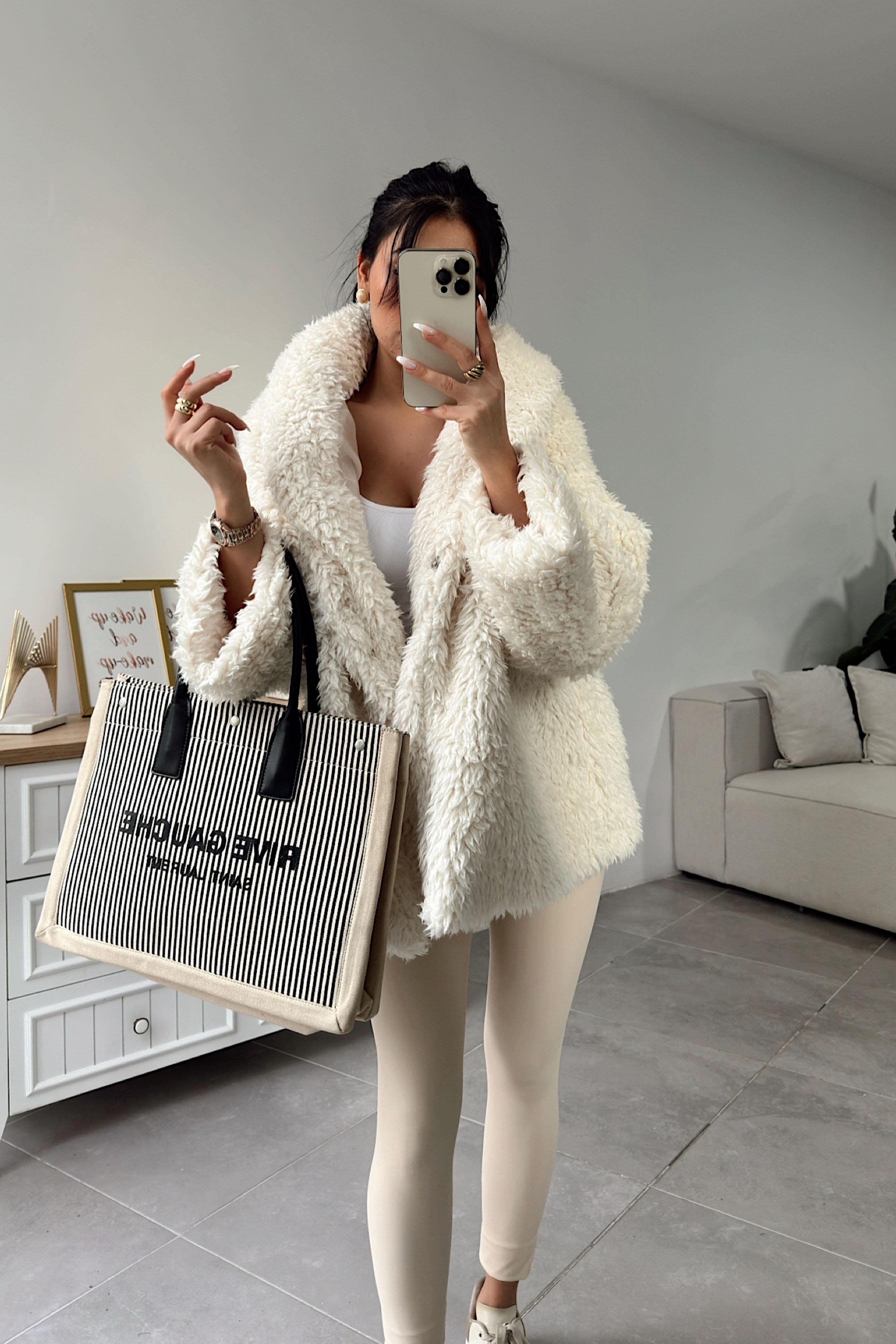 Pemium Kalite Peluş Kaban Ekru