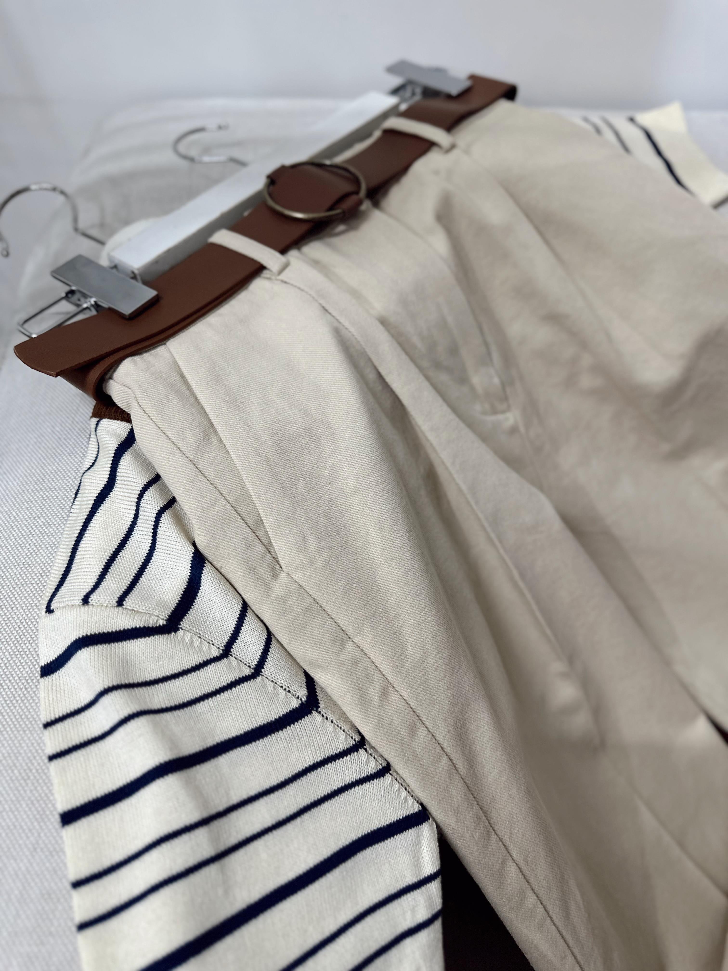 Perla Taş Kemerli Gabardin Pantolon