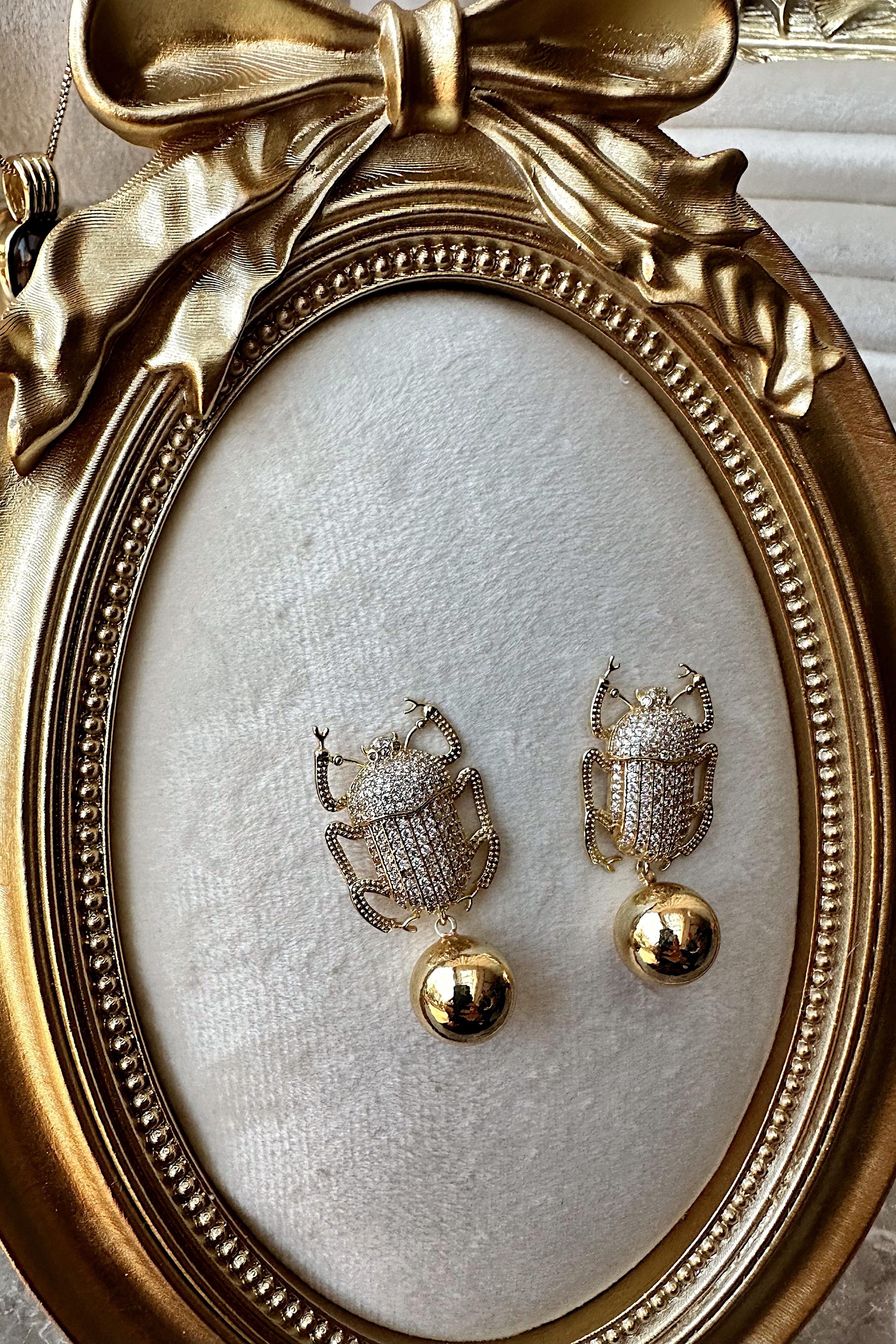 Pharaoh Earrings Zirkon Taşlı Gold Küpe