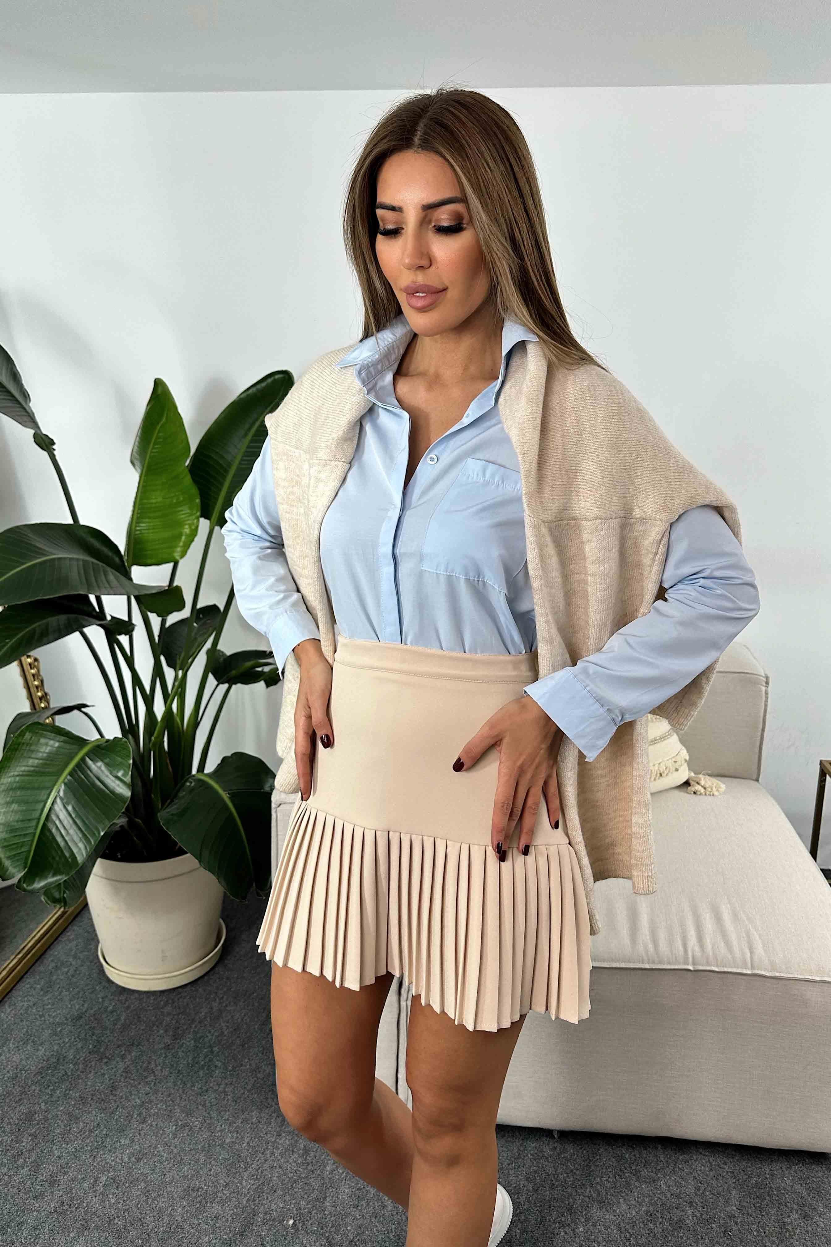 Pileli Mini Etek Taş