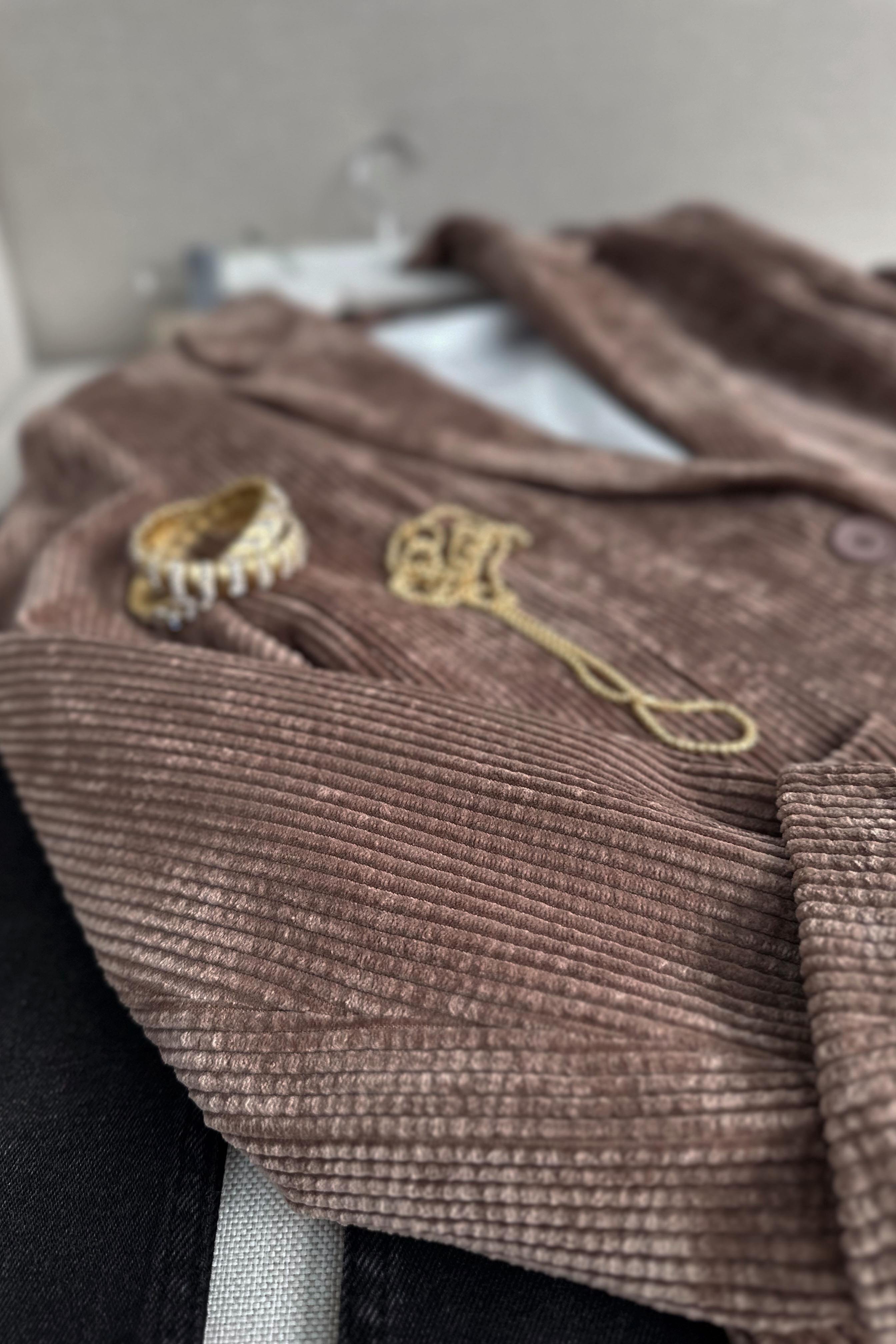 Premium Kalite Astarlı Kadife Blazer Ceket Vizon