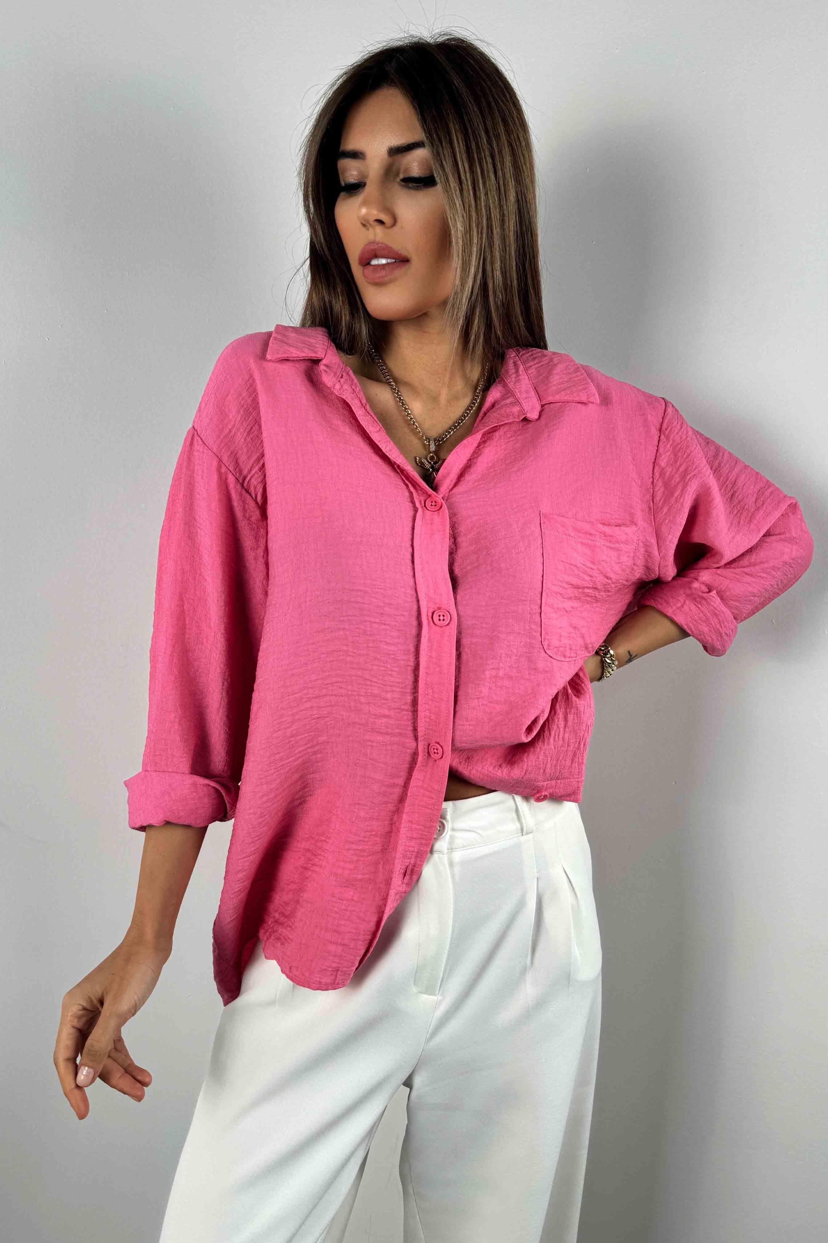 Premium Kalite Basic Salaş Gömlek Pembe