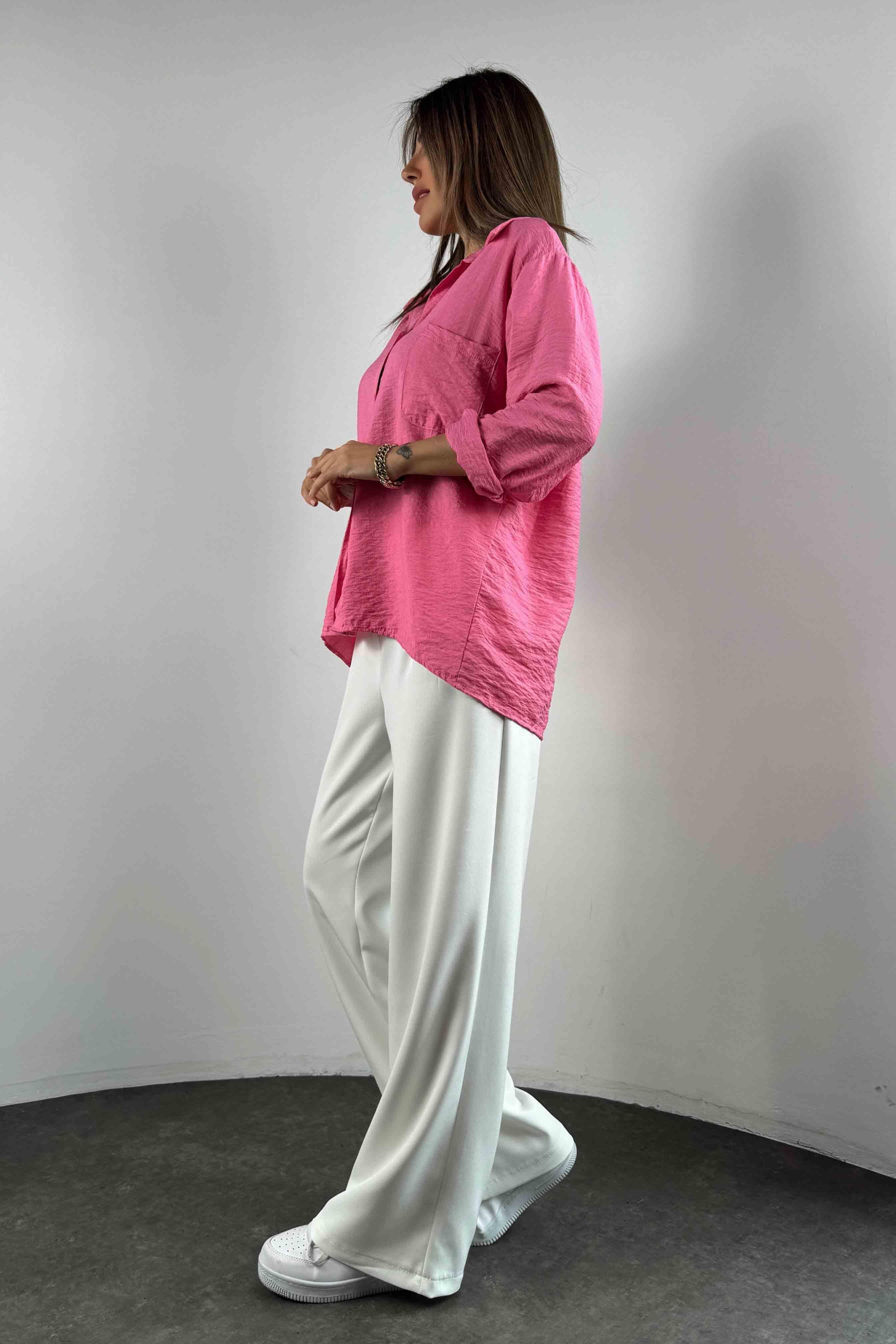 Premium Kalite Basic Salaş Gömlek Pembe