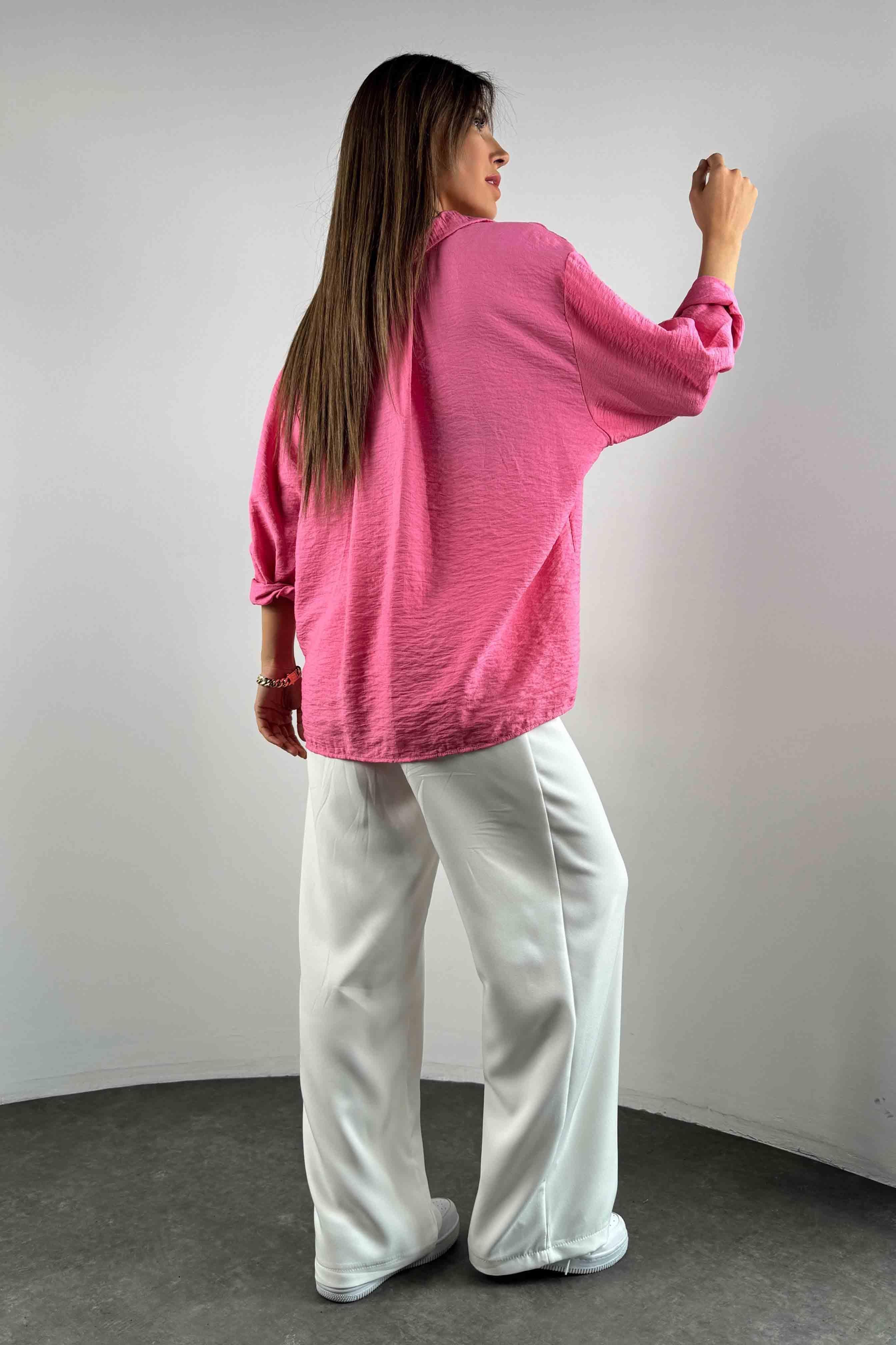 Premium Kalite Basic Salaş Gömlek Pembe