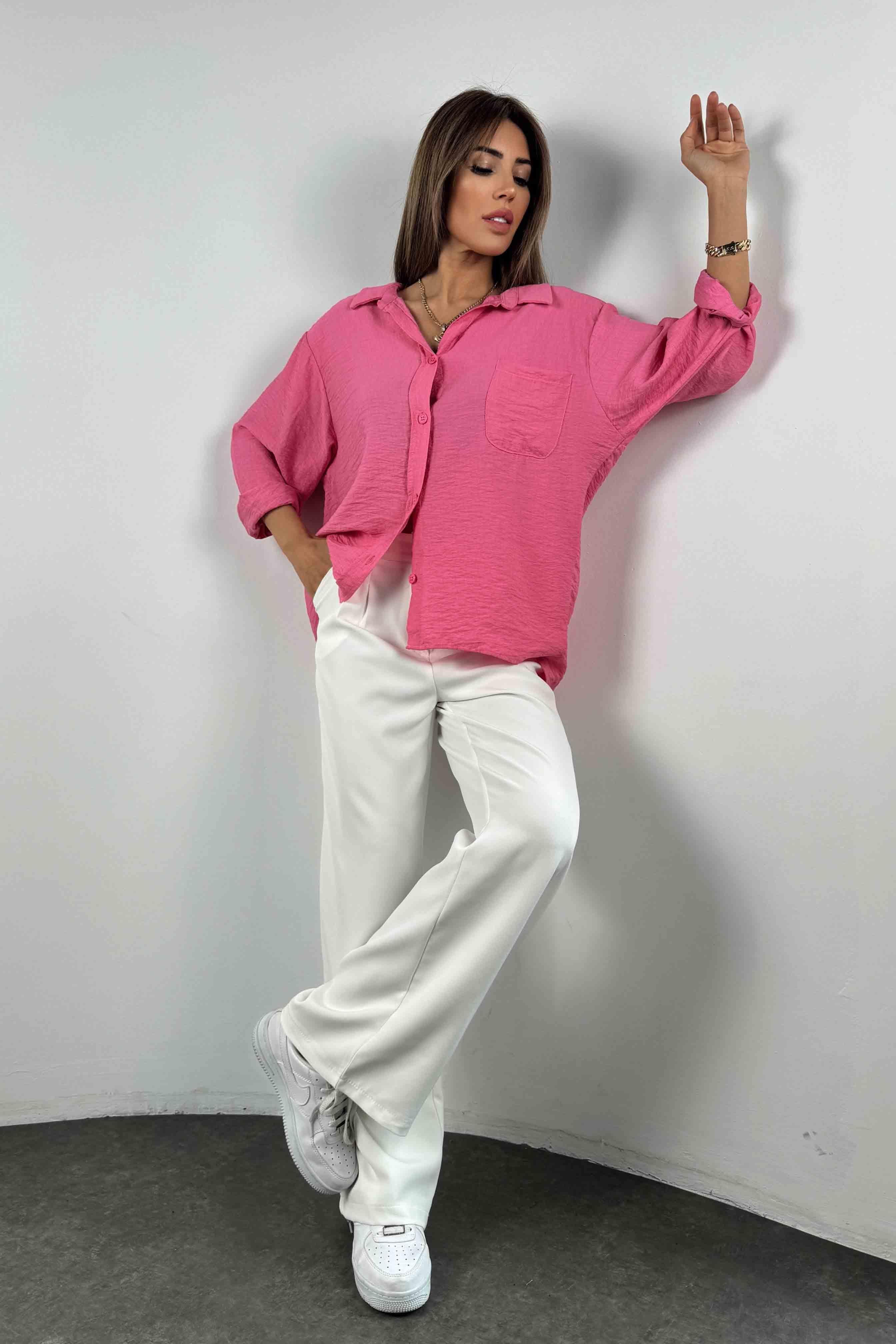 Premium Kalite Basic Salaş Gömlek Pembe