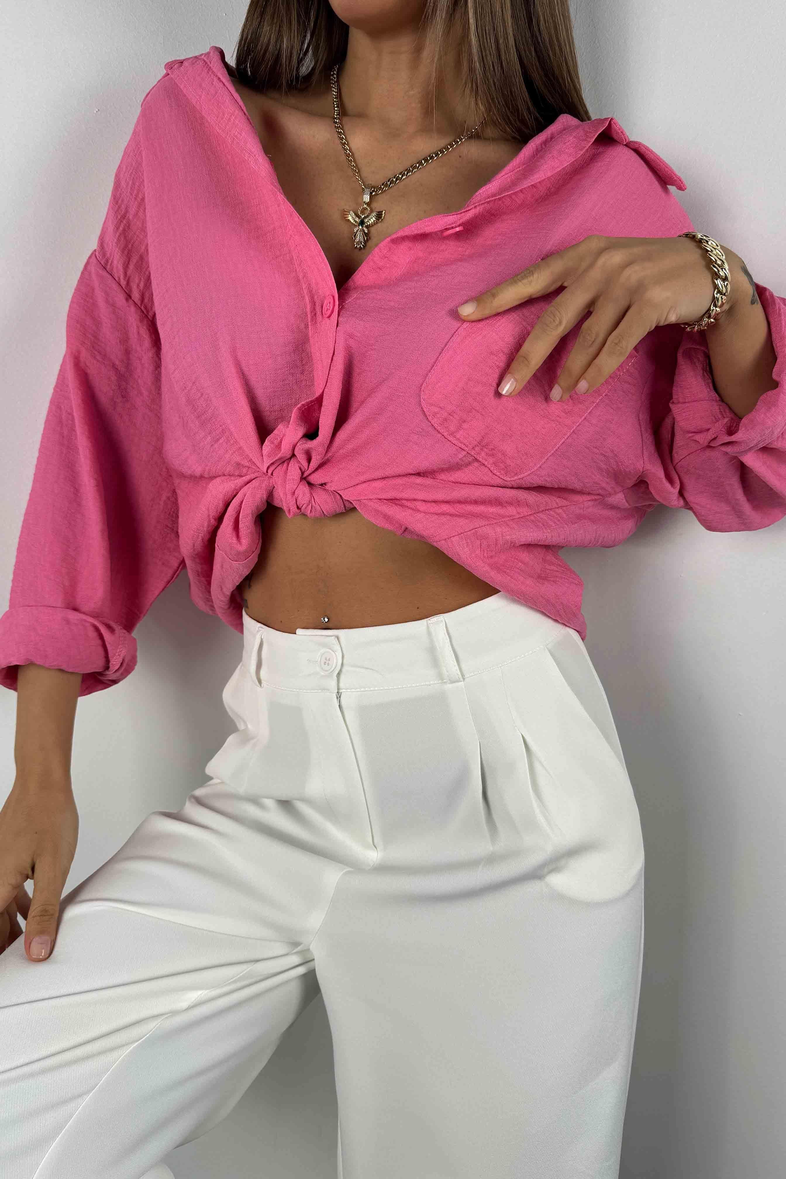 Premium Kalite Basic Salaş Gömlek Pembe