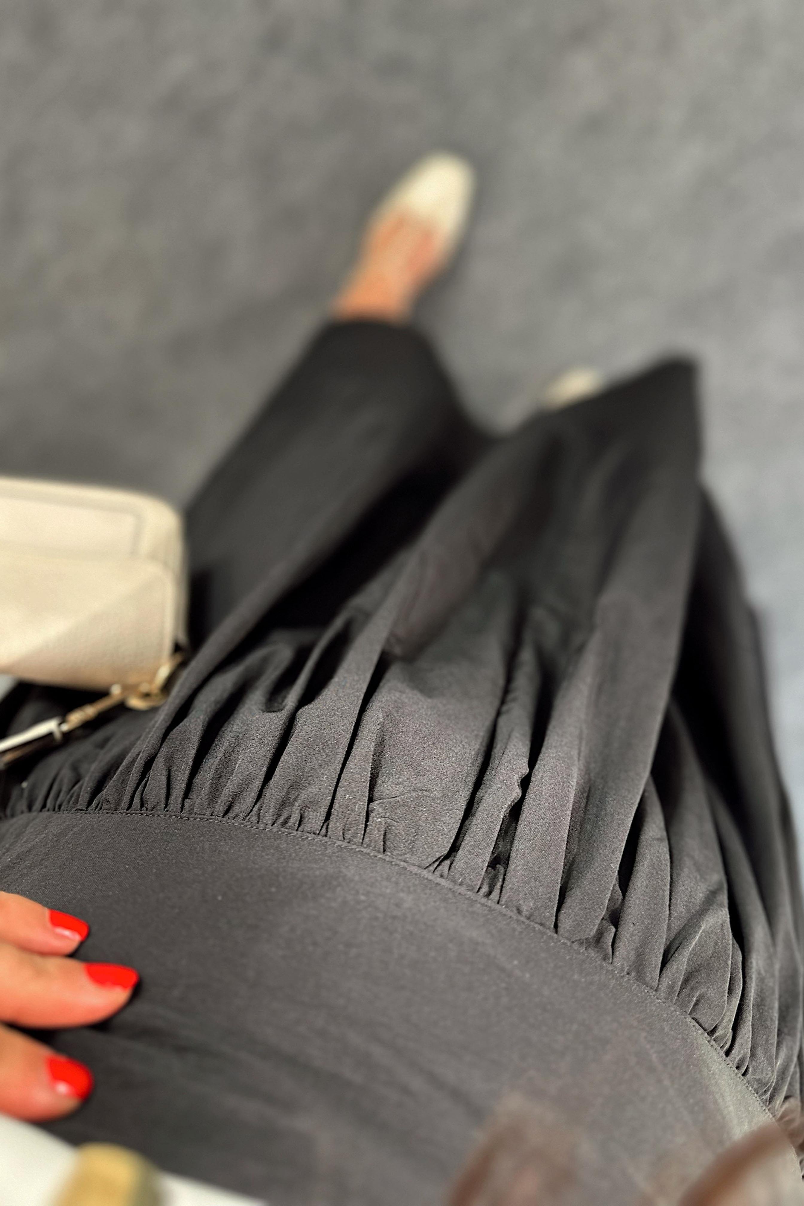 Premium Kalite Beli Korse Görünümlü Tasarım Etek Siyah