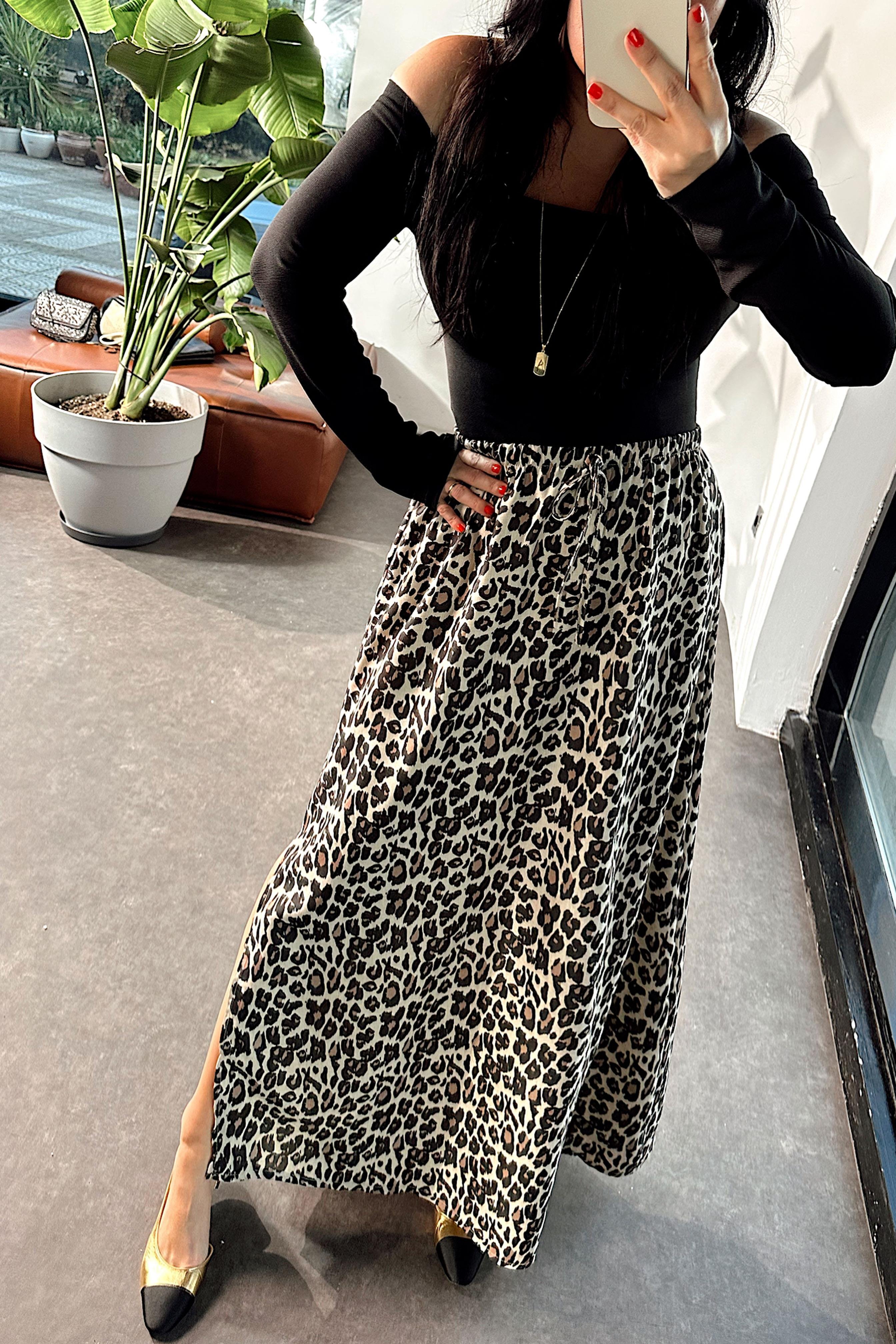 Premium Kalite Beli Lastikli Leopar Etek Leopar