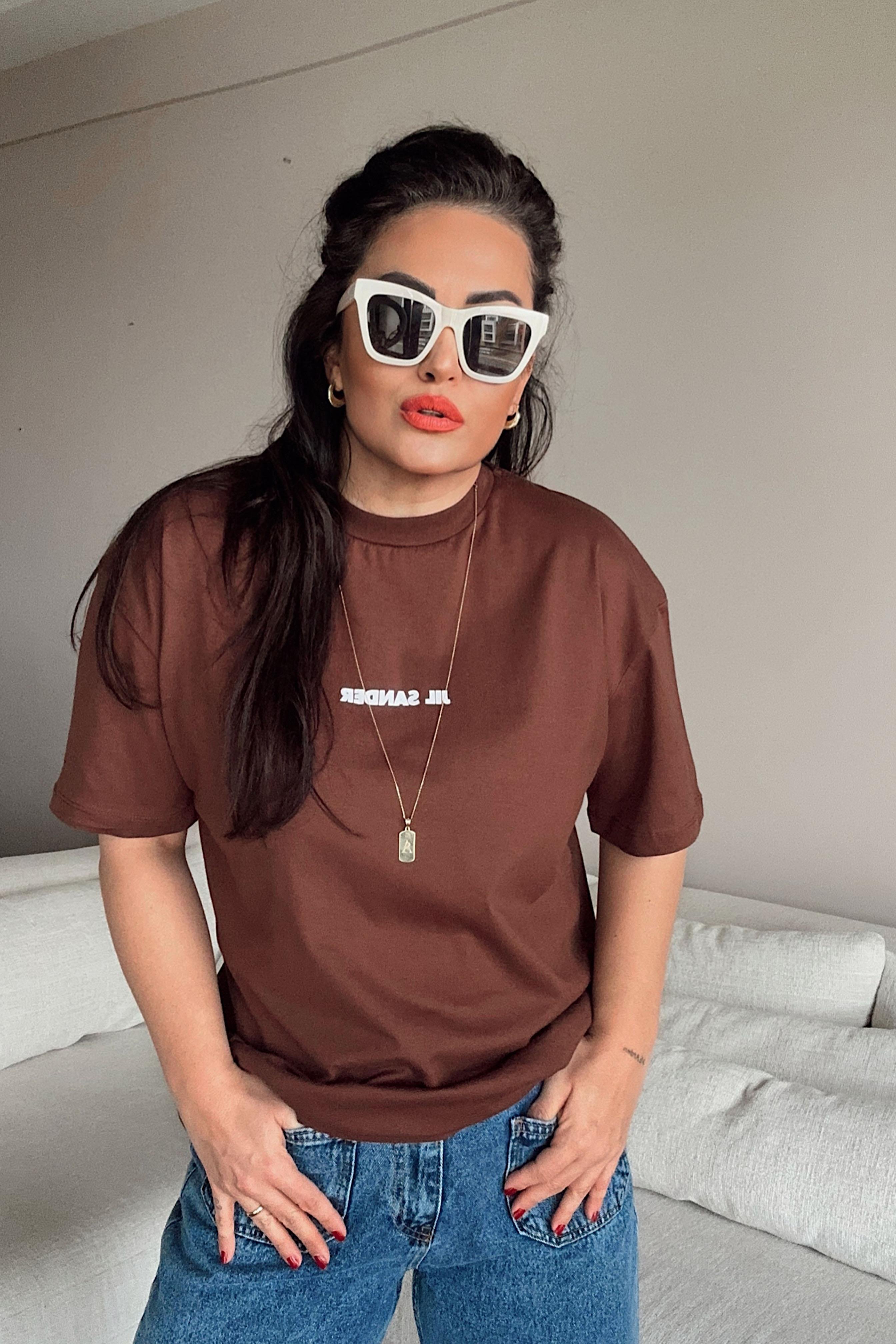 Premium Kalite Bisiklet Yaka Basic Tişört Acı Kahve