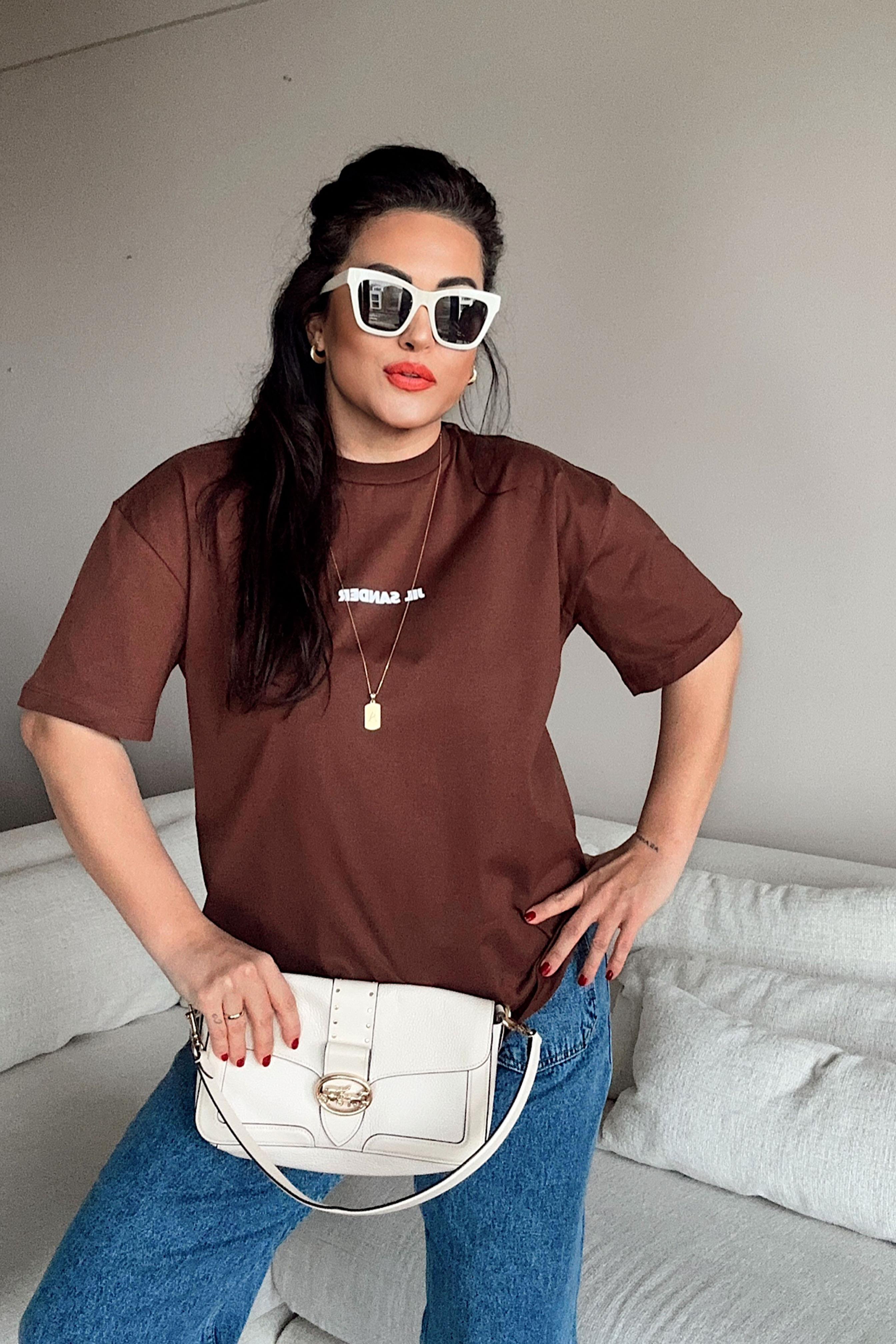 Premium Kalite Bisiklet Yaka Basic Tişört Acı Kahve