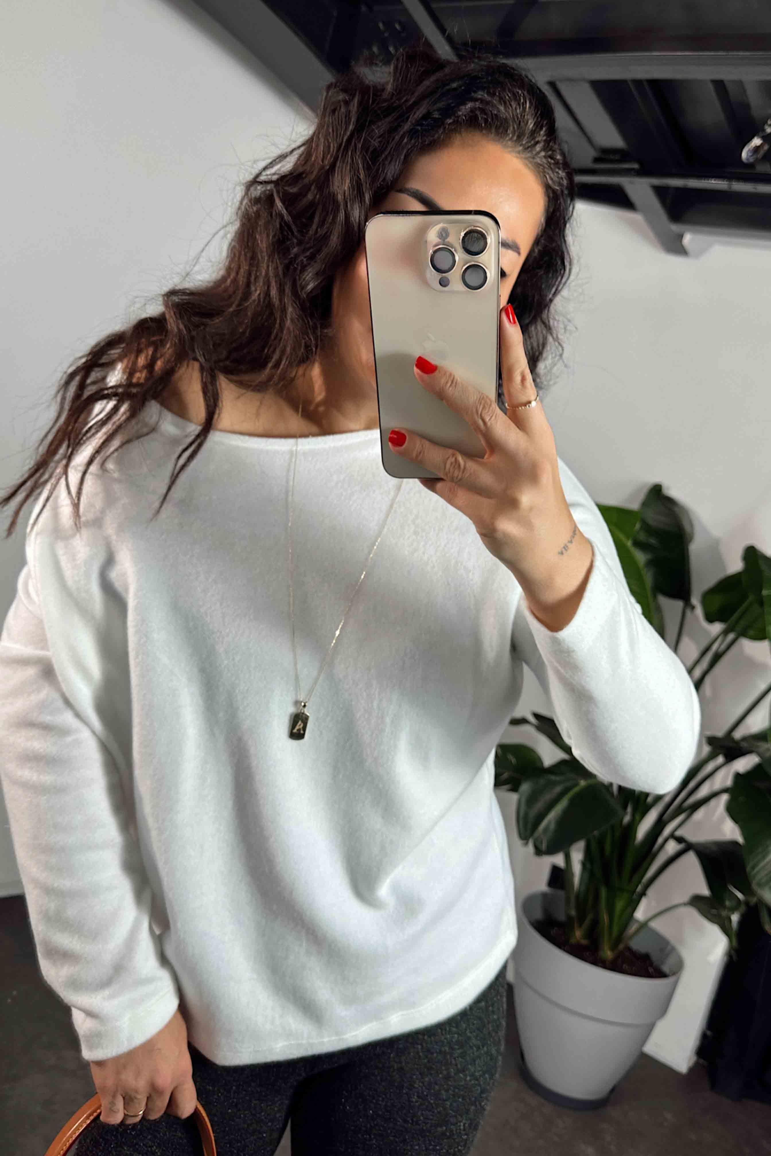 Premium Kalite Bisiklet Yaka Basic Yumoş Bluz Beyaz