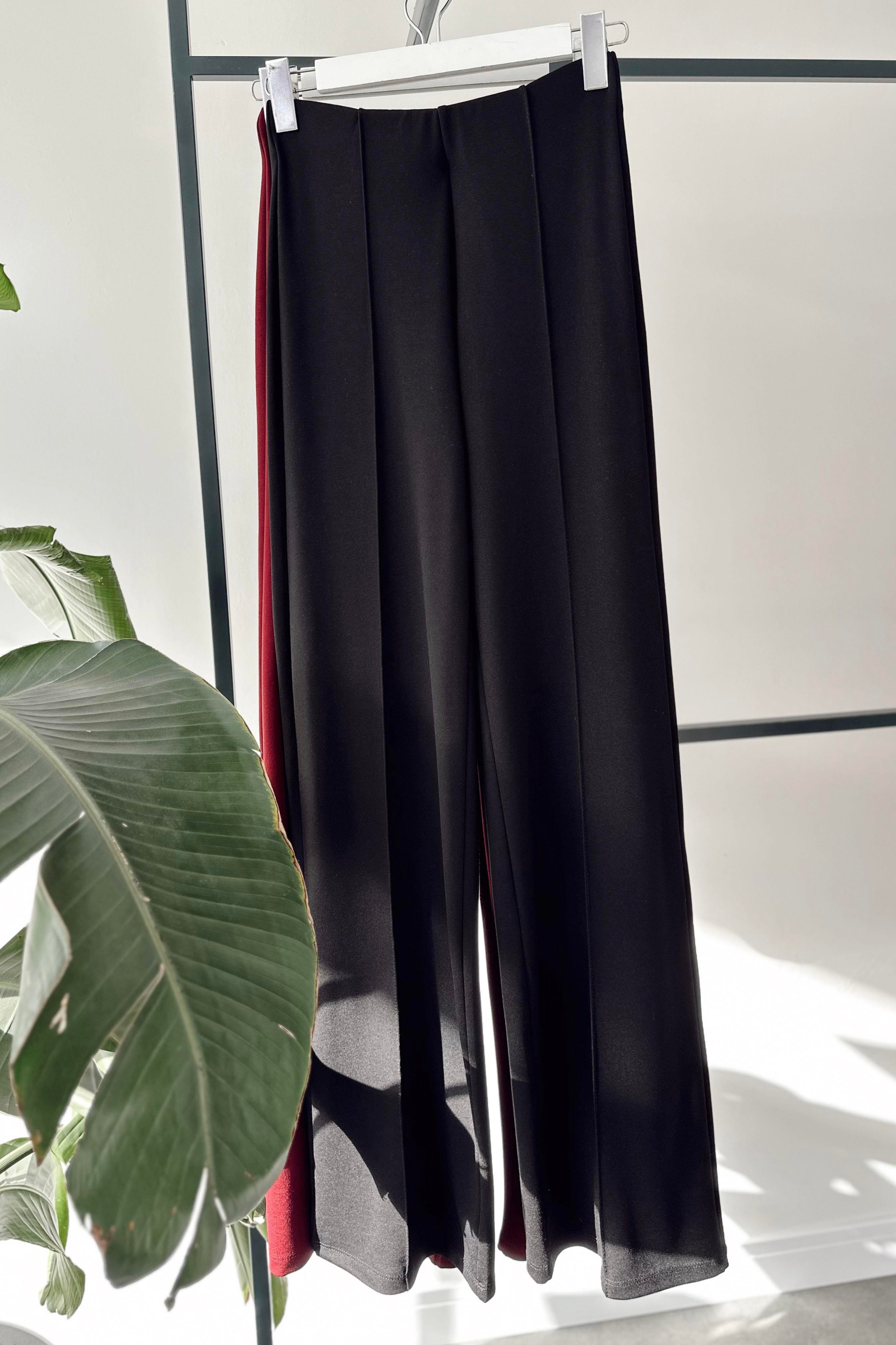 Premium Kalite Çımalı Palazzo Pantolon Siyah