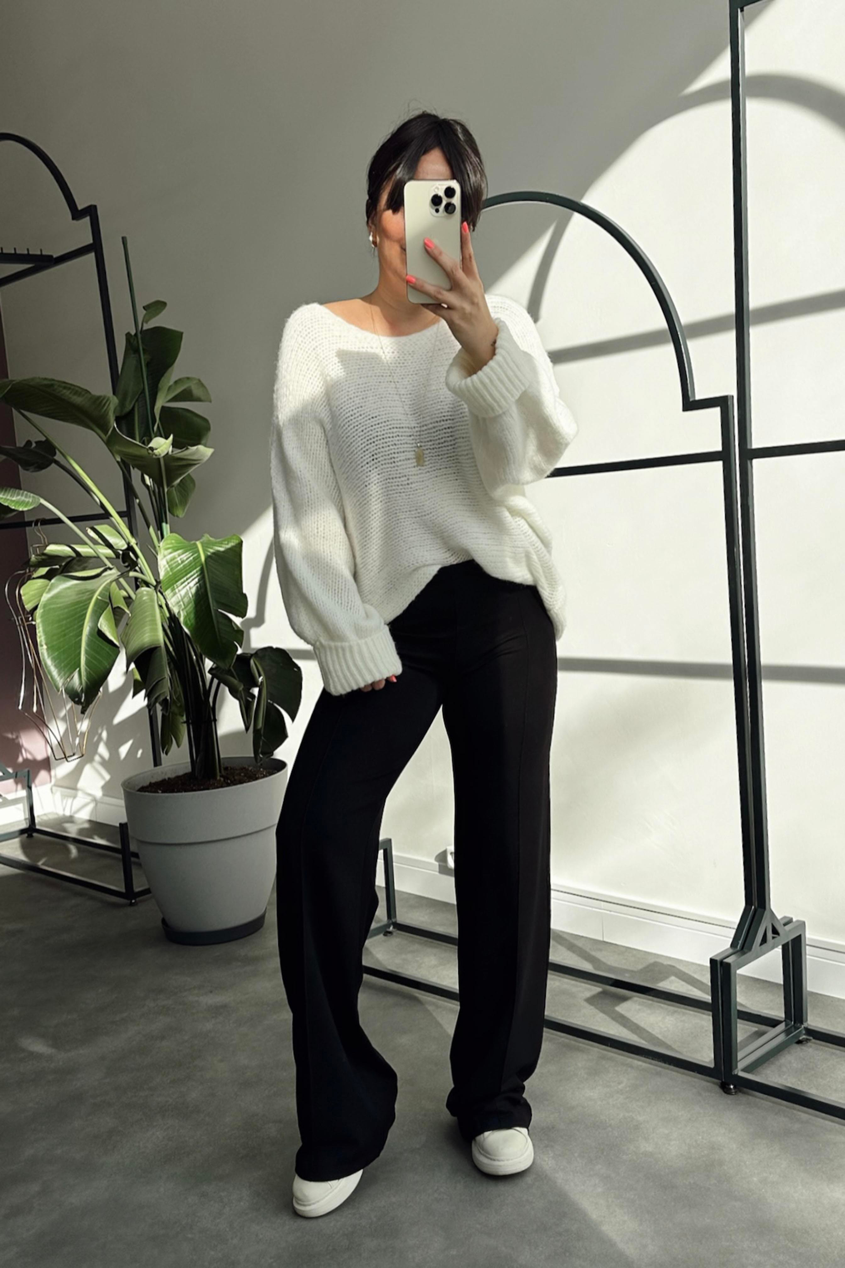 Premium Kalite Çımalı Palazzo Pantolon Siyah